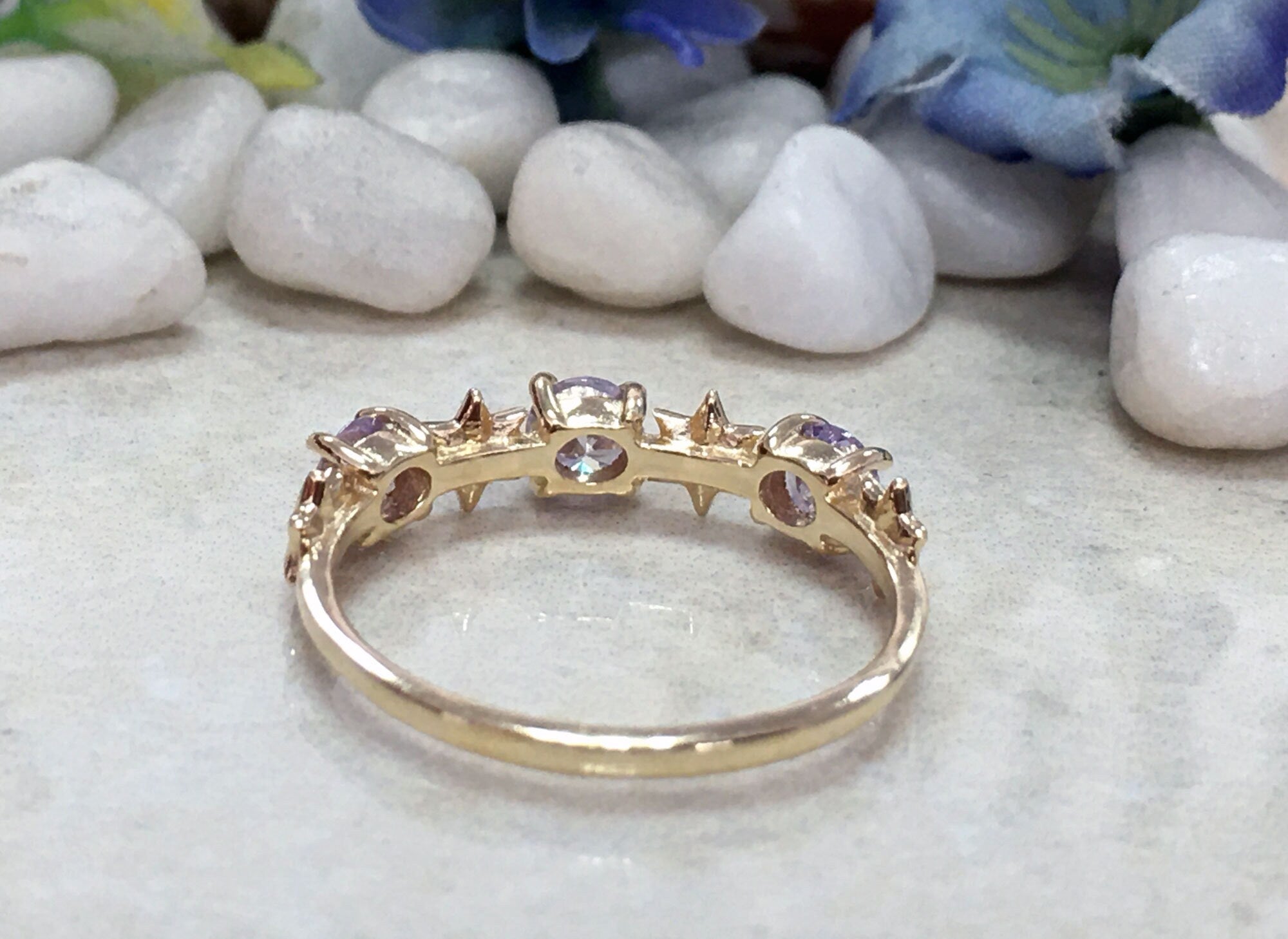 Clear Quartz Ring - Gemstone Ring - Gold Ring - April Birthstone - Delicate Ring - Simple Ring - Prong Ring - Stacking Ring - Tiny Ring