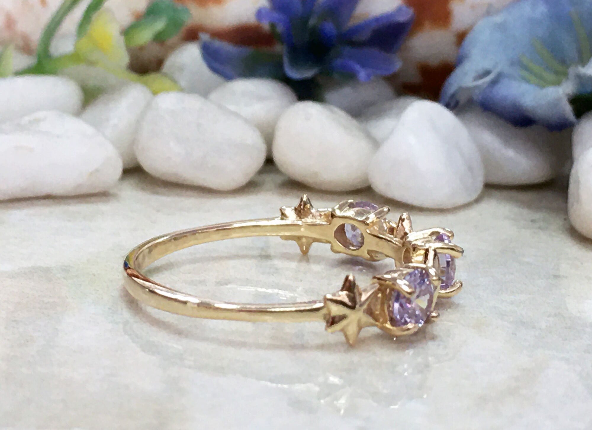 Clear Quartz Ring - Gemstone Ring - Gold Ring - April Birthstone - Delicate Ring - Simple Ring - Prong Ring - Stacking Ring - Tiny Ring