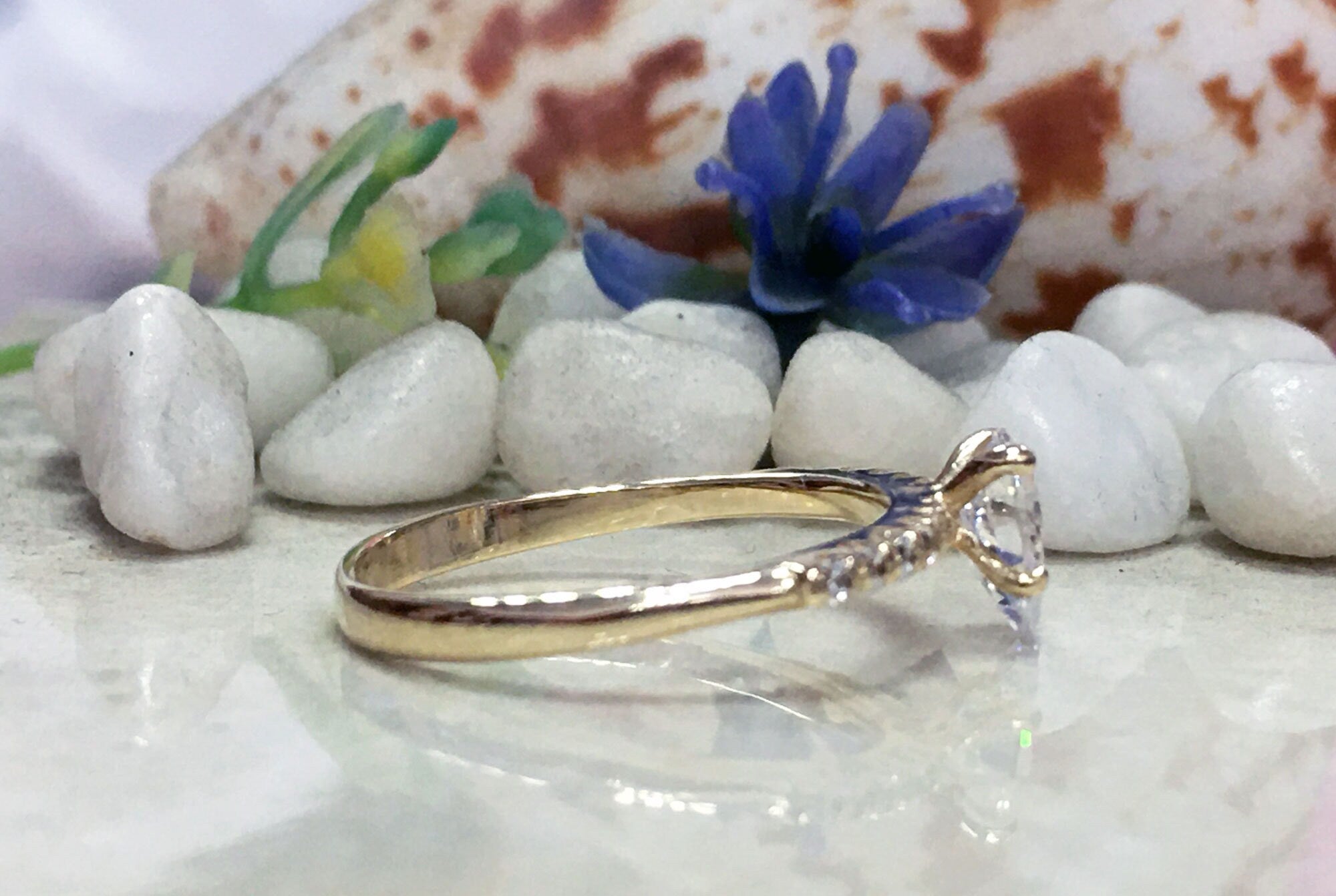 Clear Quartz Ring - Gold Ring - Stack Ring - April Birthstone - Dainty Ring - Tiny Ring - Delicate Ring - Engagement Ring - Prong Ring