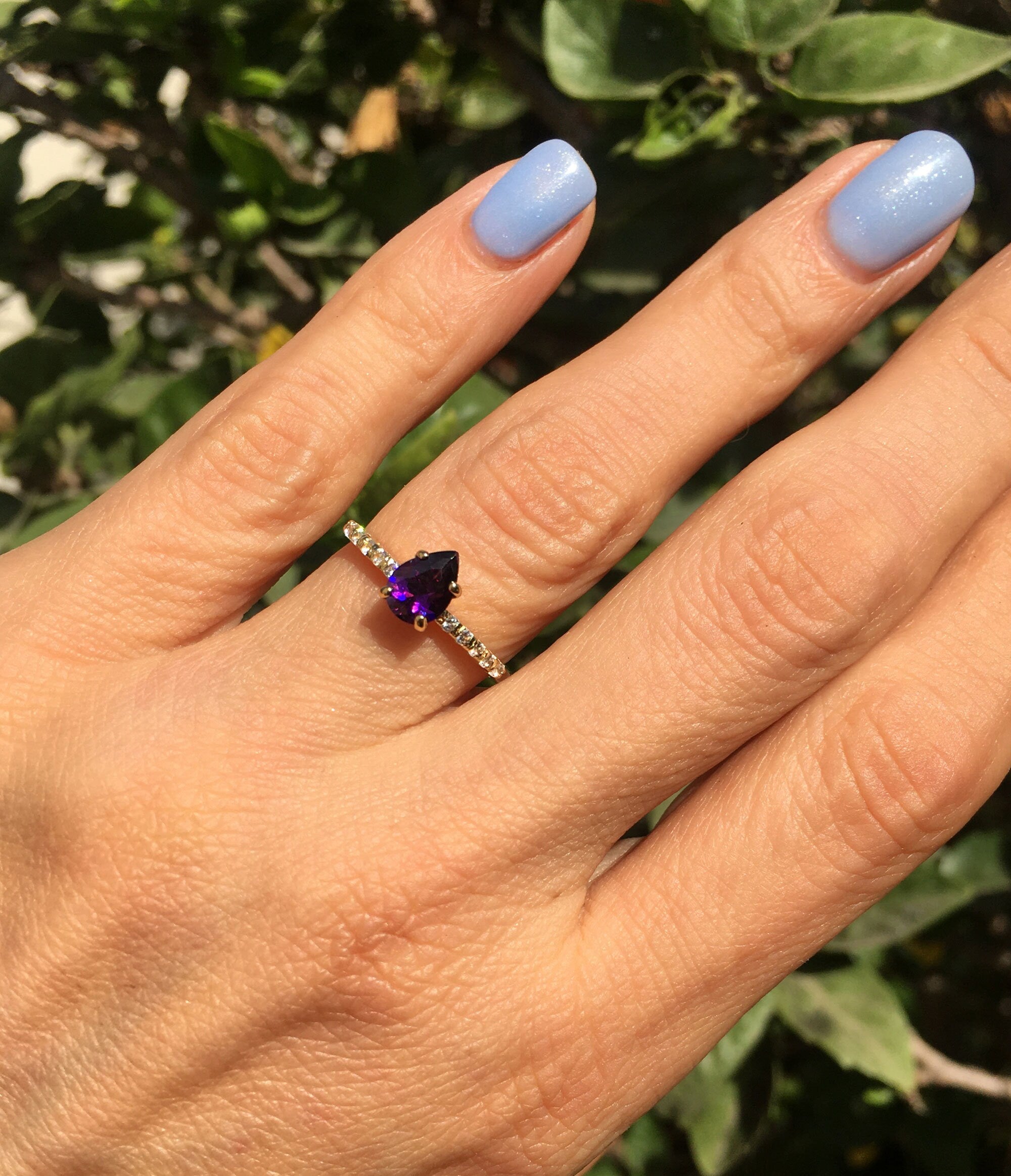 Amethyst Ring - Gold Ring - Stack Ring - February Birthstone - Dainty Ring - Tiny Ring - Delicate Ring - Engagement Ring - Prong Ring