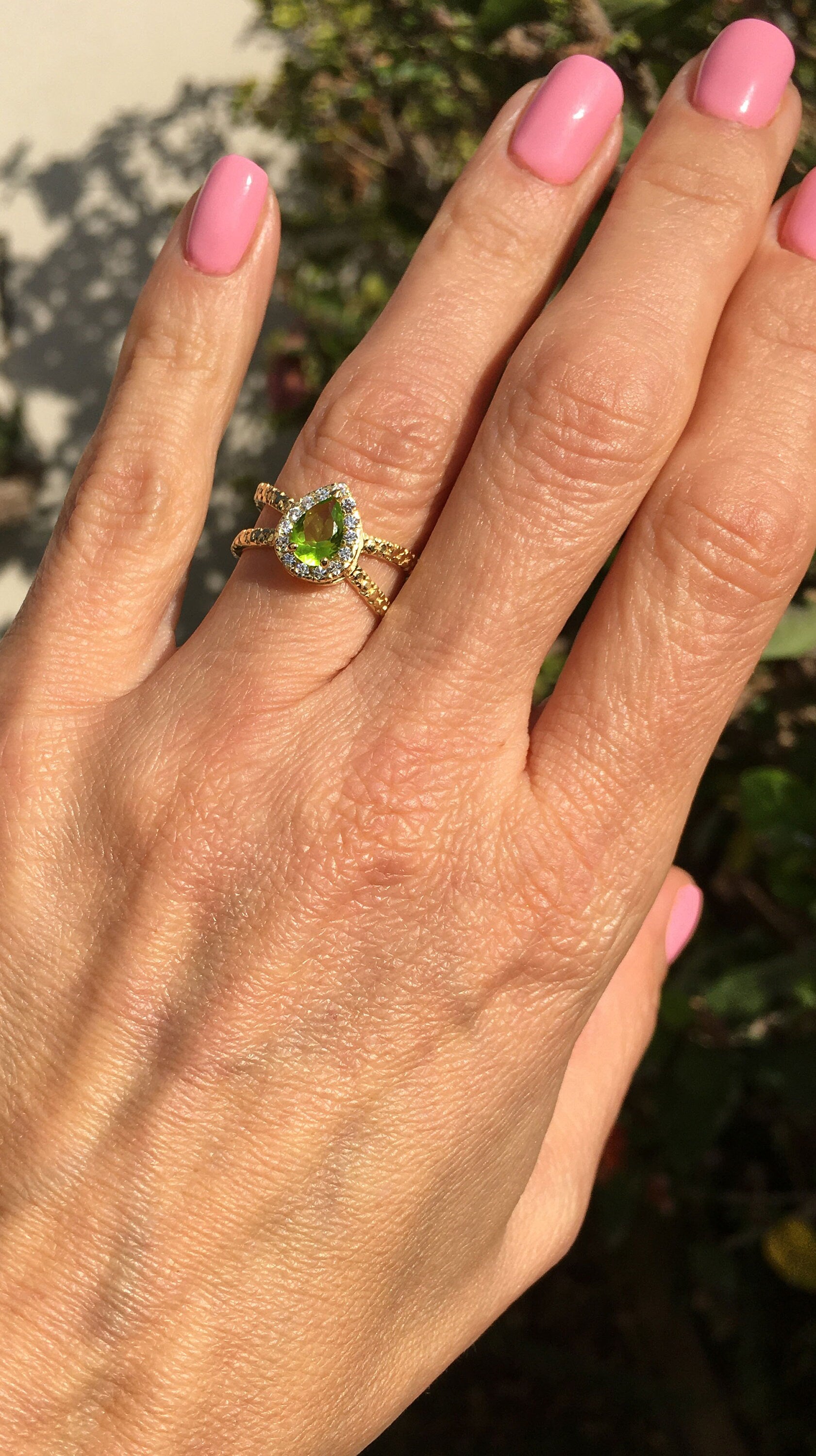 Peridot Ring - August Birthstone Jewelry - Statement Ring - Gold Ring - Engagement Ring - Teardrop Ring - Cocktail Ring - Prong Ring