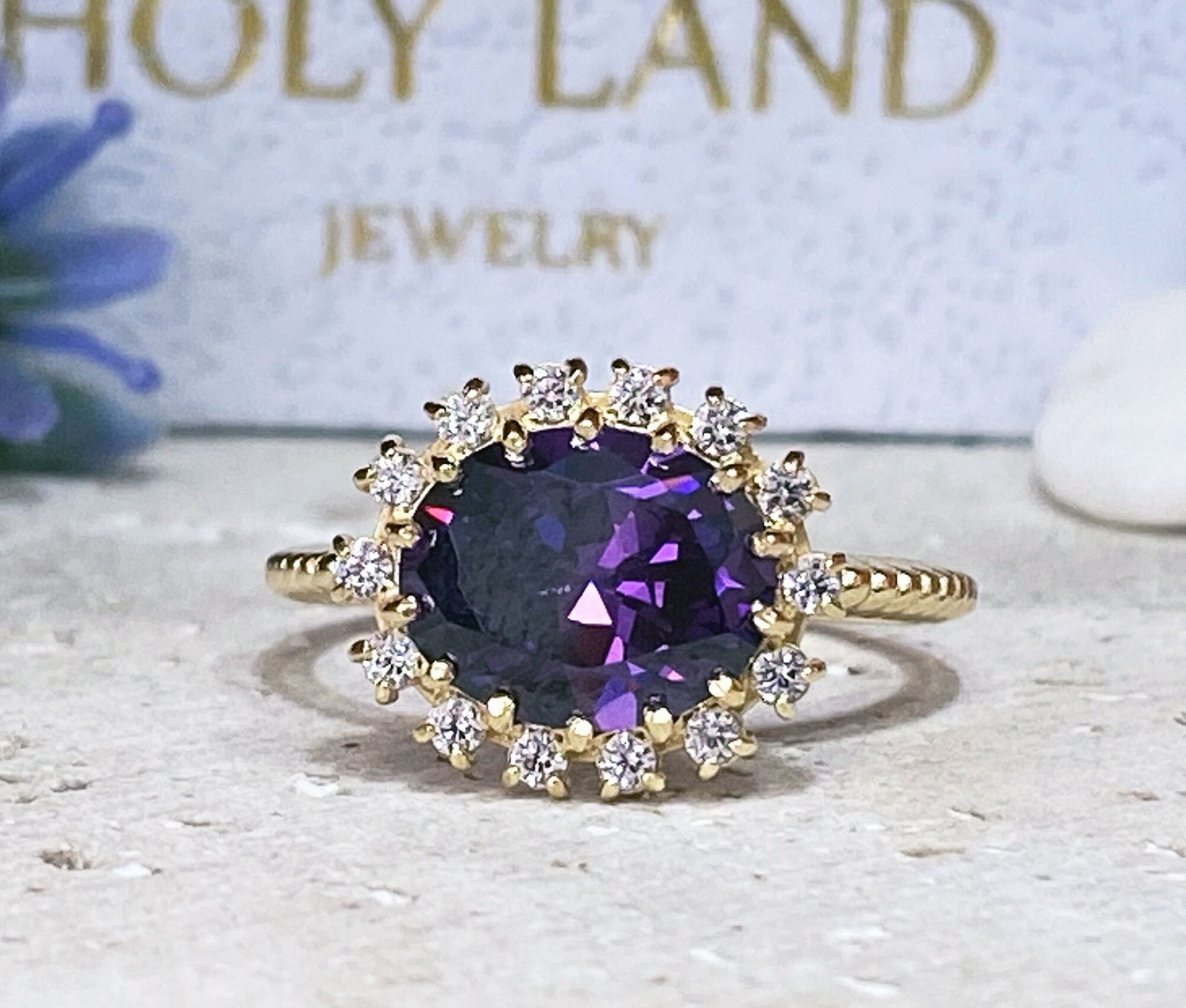 Purple Amethyst Ring - February Birthstone - Statement Ring - Gold Ring - Engagement Ring - Prong Ring - Oval Ring - Cocktail Ring