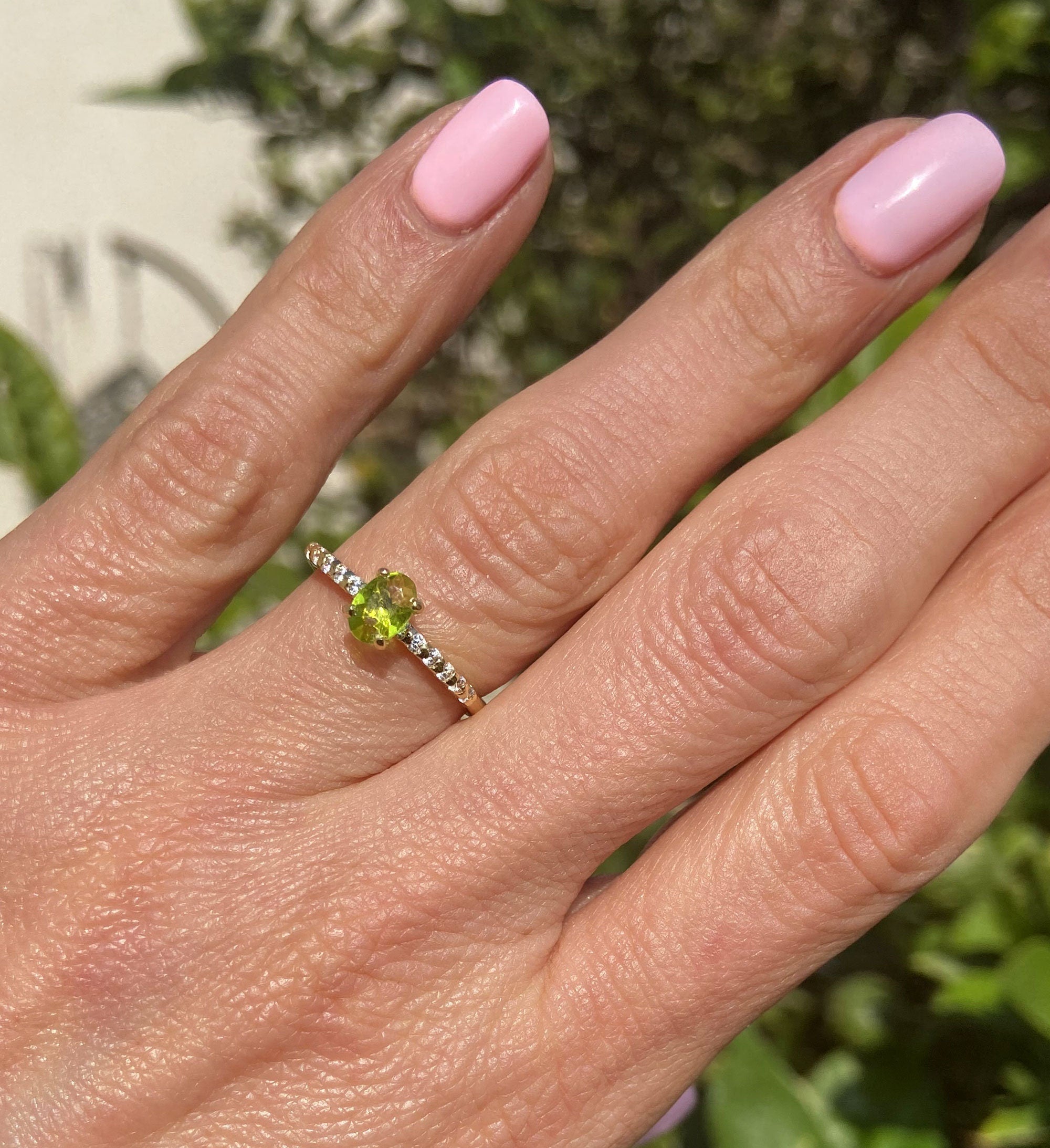 Peridot Ring - Gold Ring - Stacking Ring - August Birthstone - Dainty Ring - Tiny Ring - Delicate Ring - Engagement Ring - Prong Ring