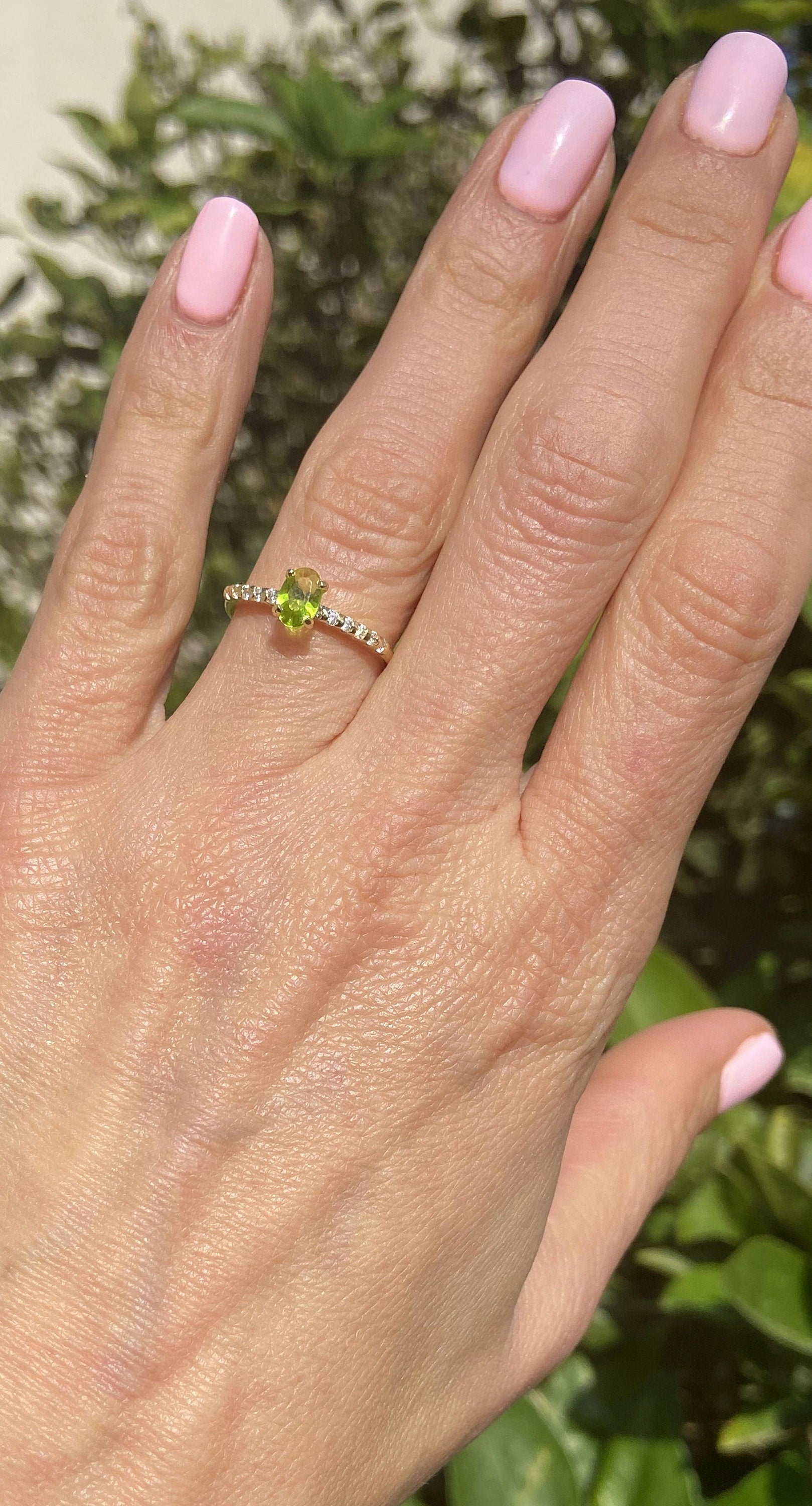 Peridot Ring - Gold Ring - Stacking Ring - August Birthstone - Dainty Ring - Tiny Ring - Delicate Ring - Engagement Ring - Prong Ring