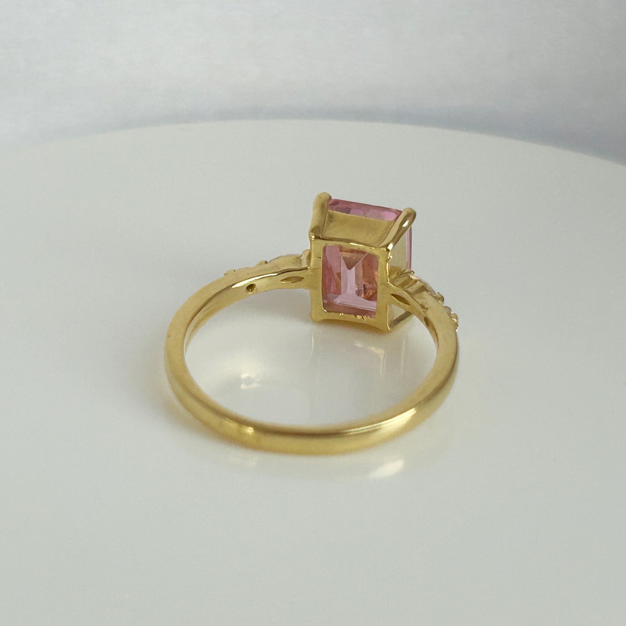 Rose Quartz Ring - October Birthstone - Statement Ring - Gold Ring - Engagement Ring - Rectangle Ring - Cocktail Ring - Pink Quartz Ring