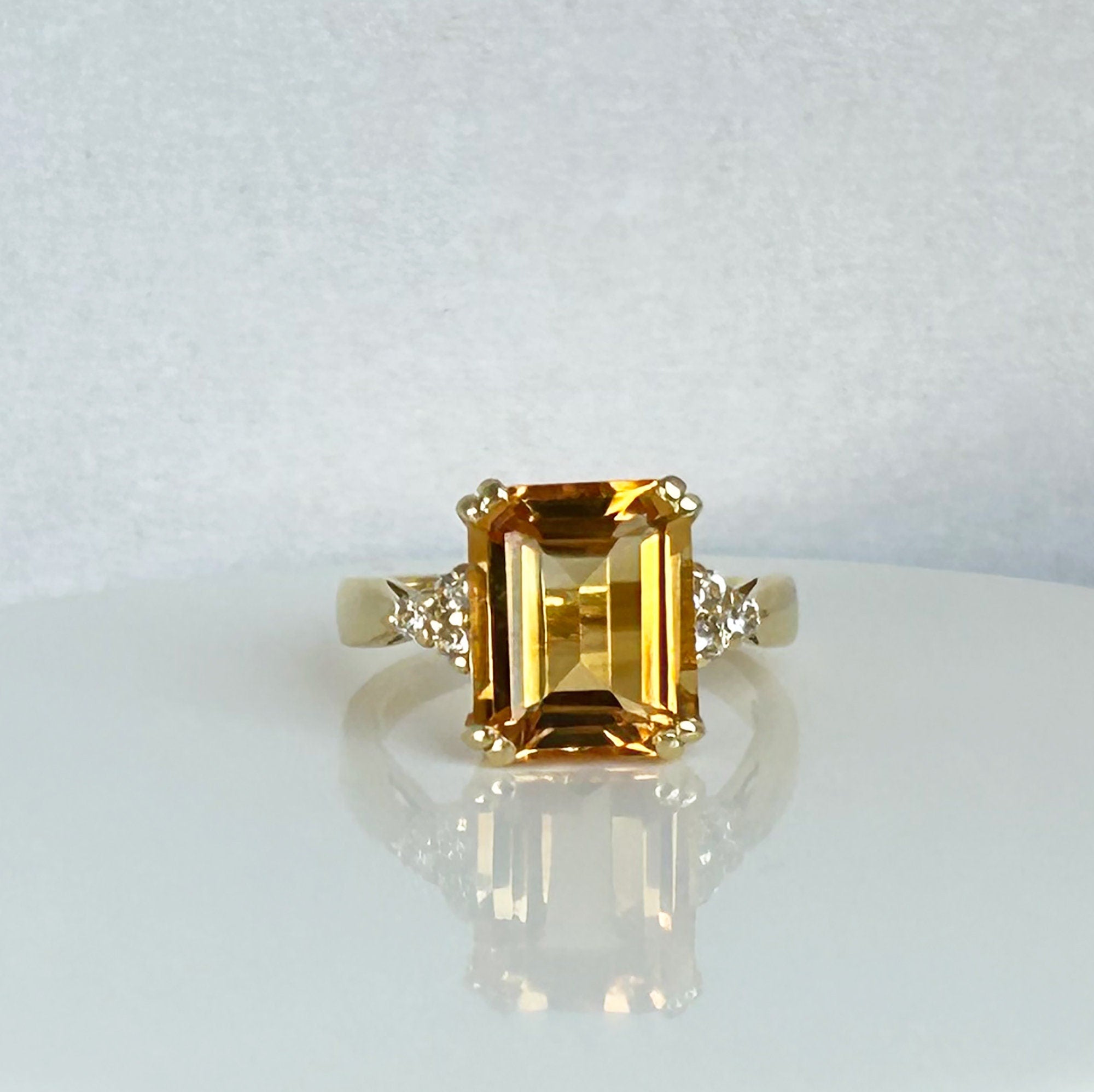 Citrine ring - Natural Citrine - November Birthstone - Statement Ring - Gold Ring - Engagement Ring - Rectangle Ring - Cocktail Ring