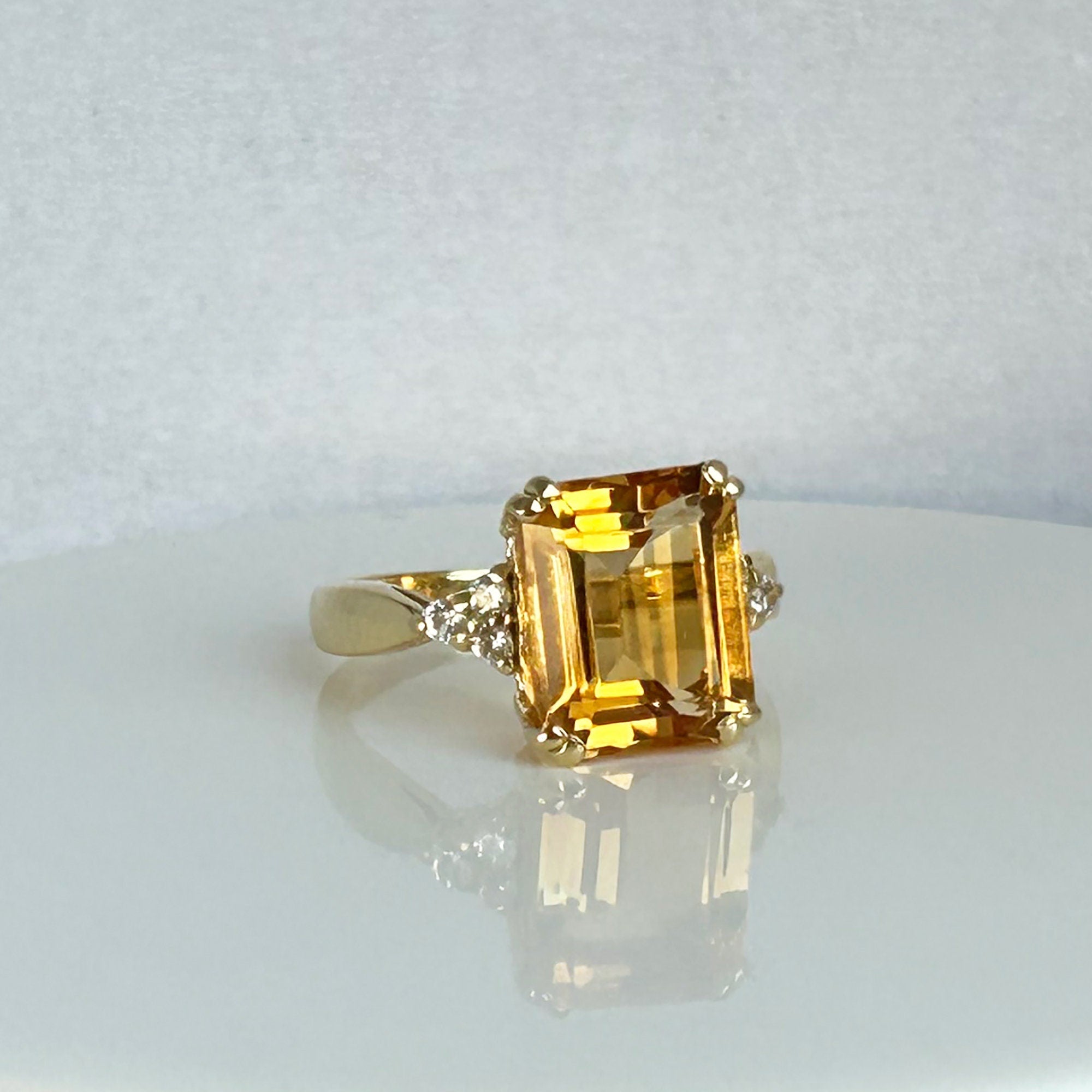 Citrine ring - Natural Citrine - November Birthstone - Statement Ring - Gold Ring - Engagement Ring - Rectangle Ring - Cocktail Ring