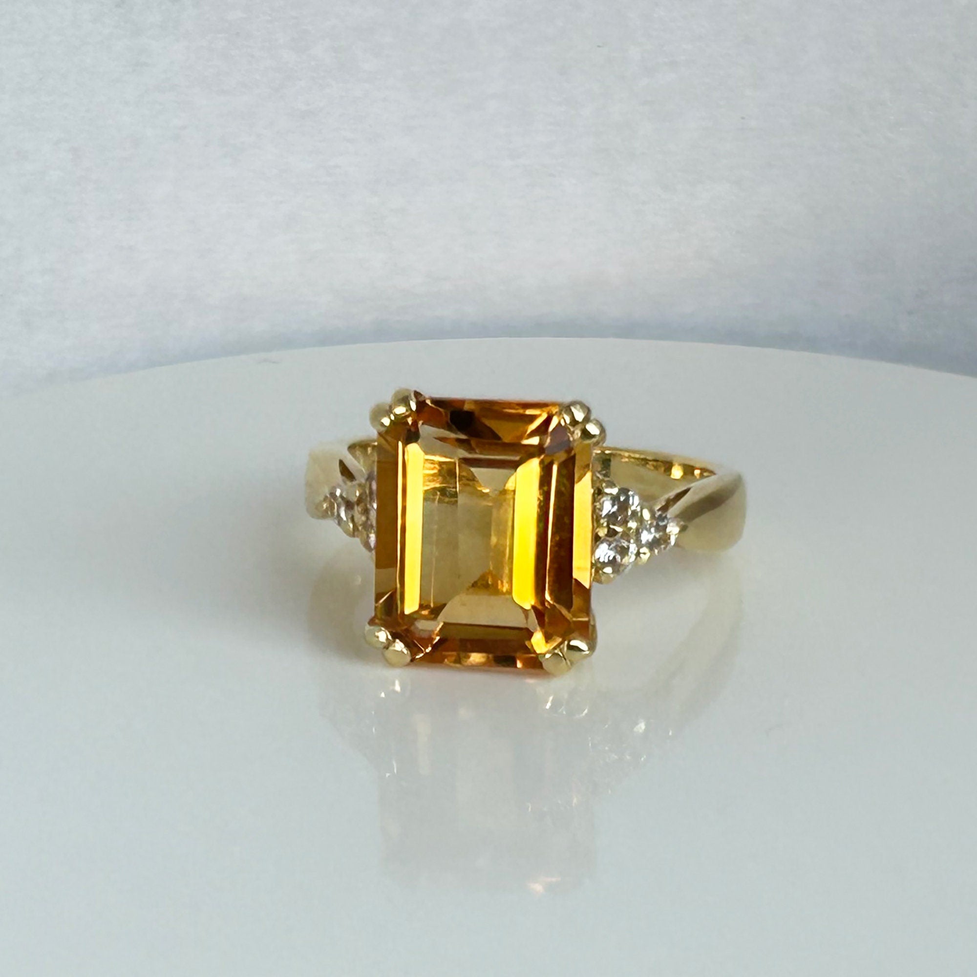 Citrine ring - Natural Citrine - November Birthstone - Statement Ring - Gold Ring - Engagement Ring - Rectangle Ring - Cocktail Ring