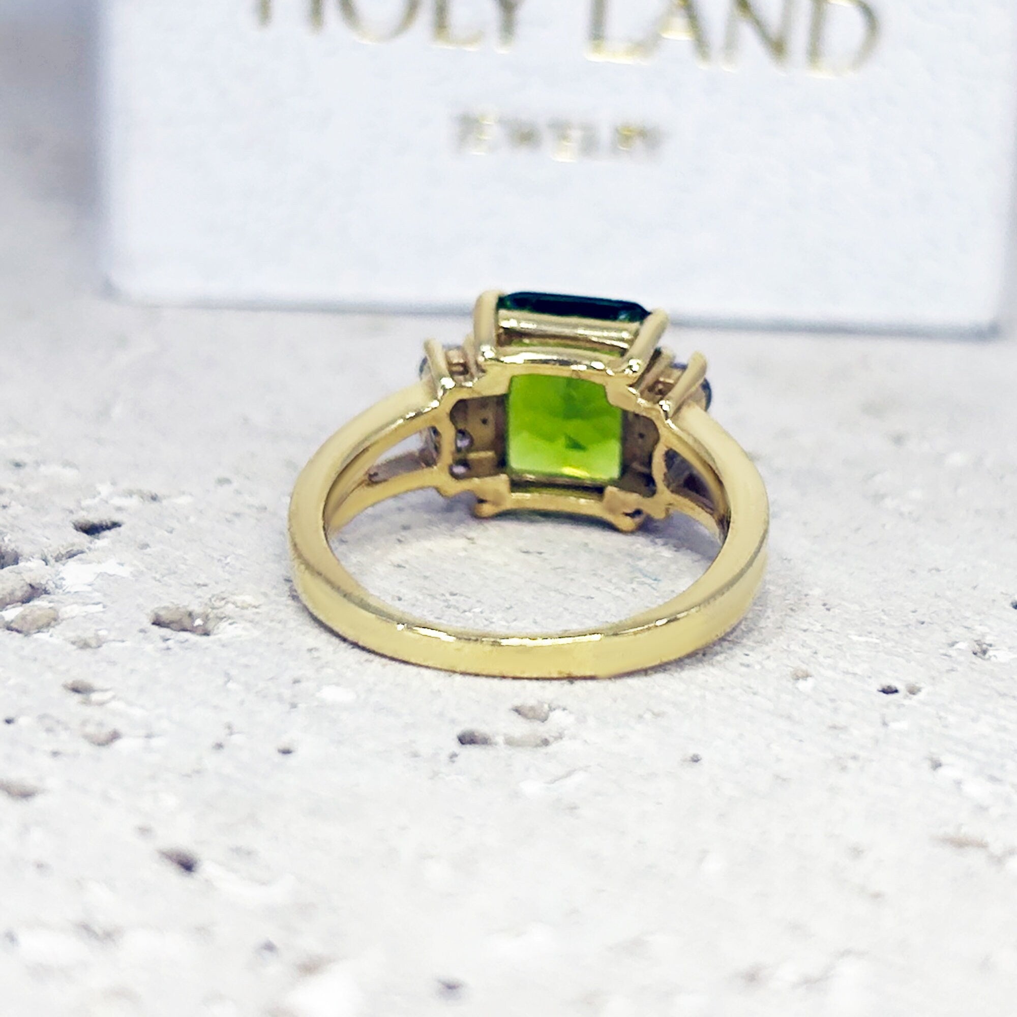 Peridot Ring - August Birthstone Jewelry - Statement Ring - Gold Ring - Engagement Ring - Rectangle Ring - Cocktail Ring - Prong Ring