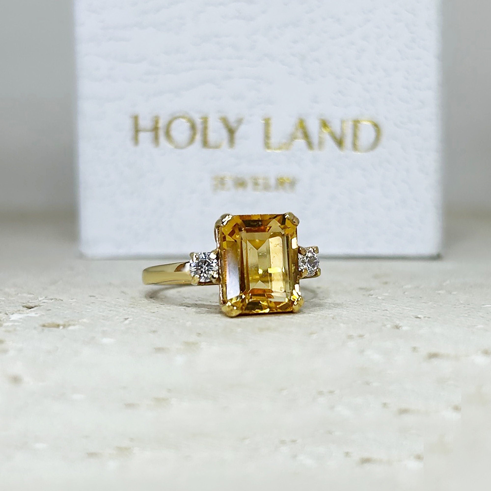 Citrine ring - November Birthstone Jewelry - Statement Ring - Gold Ring - Engagement Ring - Rectangle Ring - Cocktail Ring - Gemstone Ring