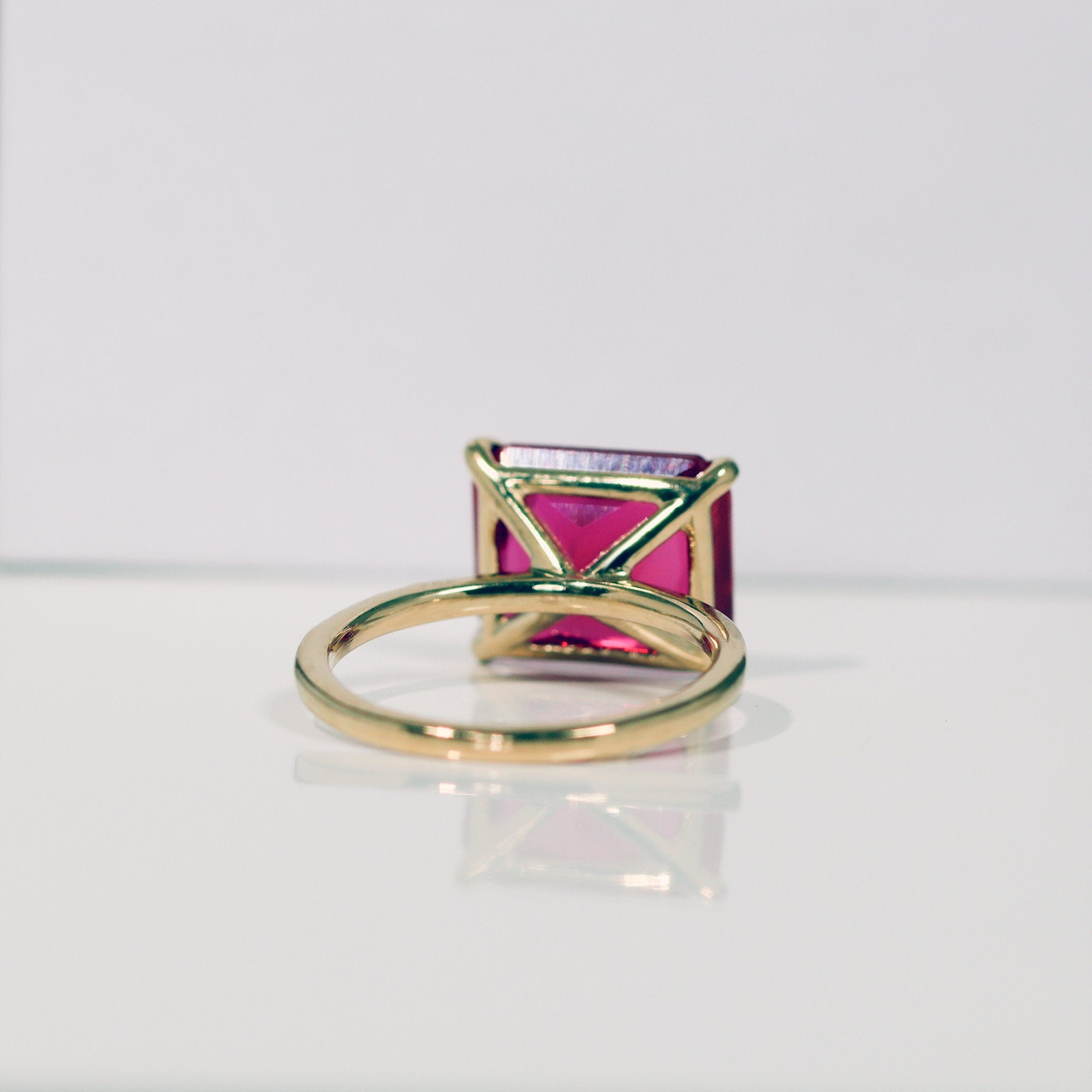 Ruby Ring - Gold Ring - July Birthstone - Gemstone Band - Statement Ring - Ruby Jewelry - Fuchsia Ring - Rectangle Ring - Cocktail Ring