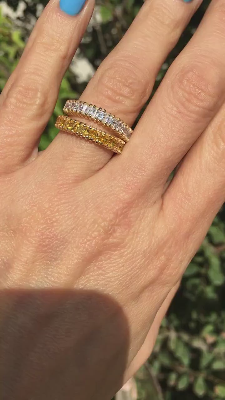 Yellow Citrine Ring - November Birthstone - Stack Ring - Gold Ring - Square Ring - Dainty Ring - Bezel Ring - Simple Ring - Gemstone Band