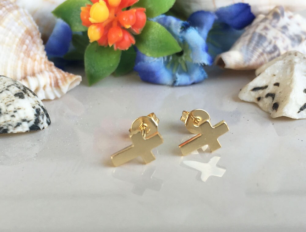 Cross Earrings - Simple Small Cross Stud Earrings