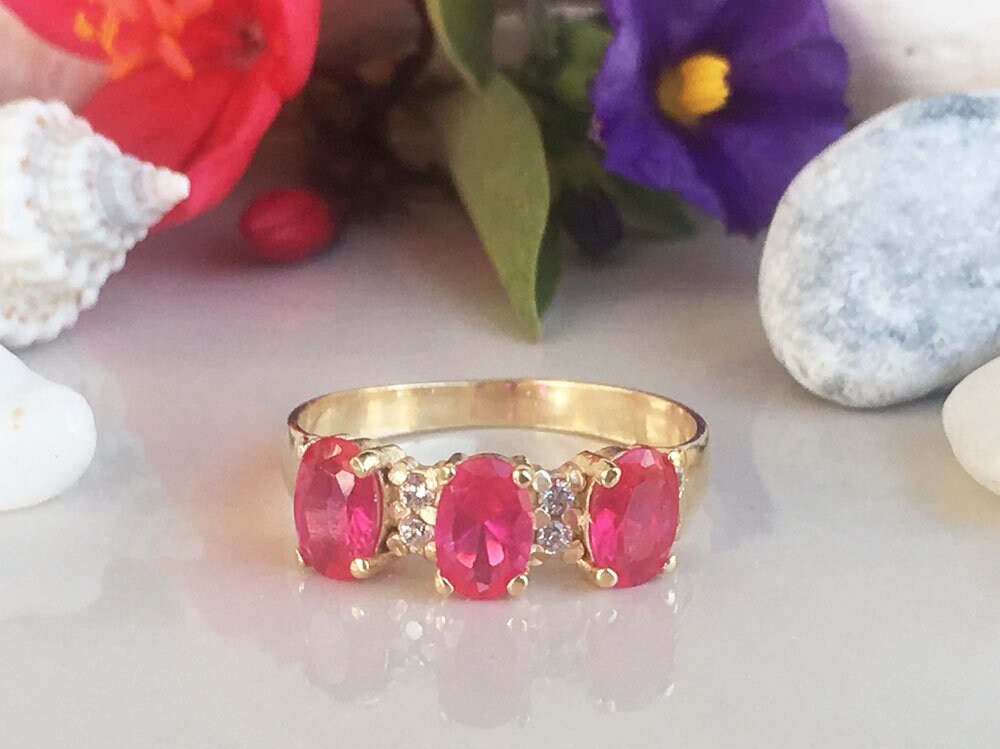 Ruby Ring - July Birthstone - Statement Ring - Gold Ring - Engagement Ring - Prong Ring - Gemstone Ring