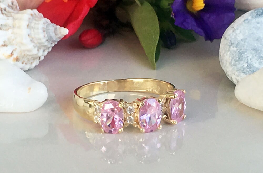 Rose Quartz Ring - October Birthstone - Statement Ring - Gold Ring - Engagement Ring - Gemstone Ring