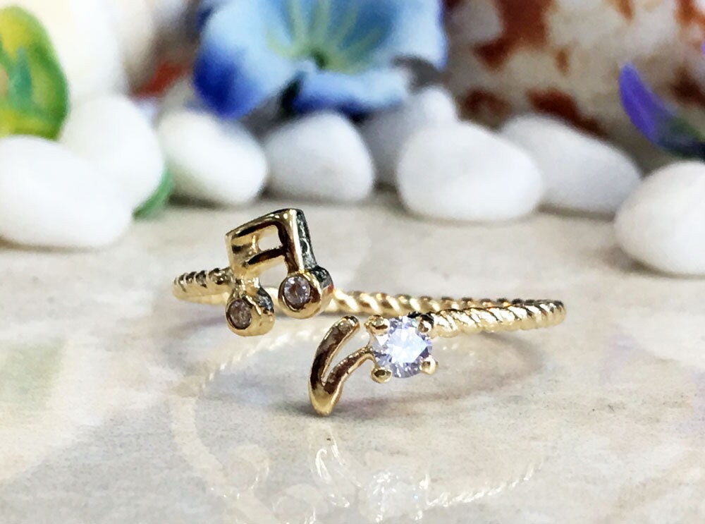 Music Note Ring - Music Note Charm - Music Symbol - Simple Delicate Music Note Ring