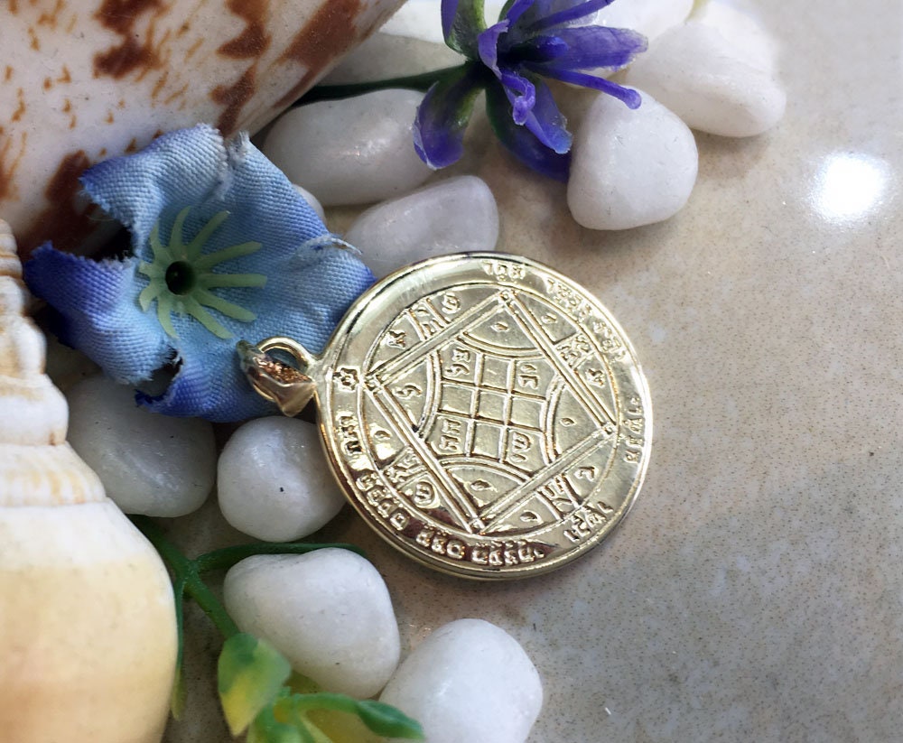 Seal of Solomon Pendant - King Solomon Pendant - Kabbalah Jewelry - Double Sided Pendant -Text Pendant