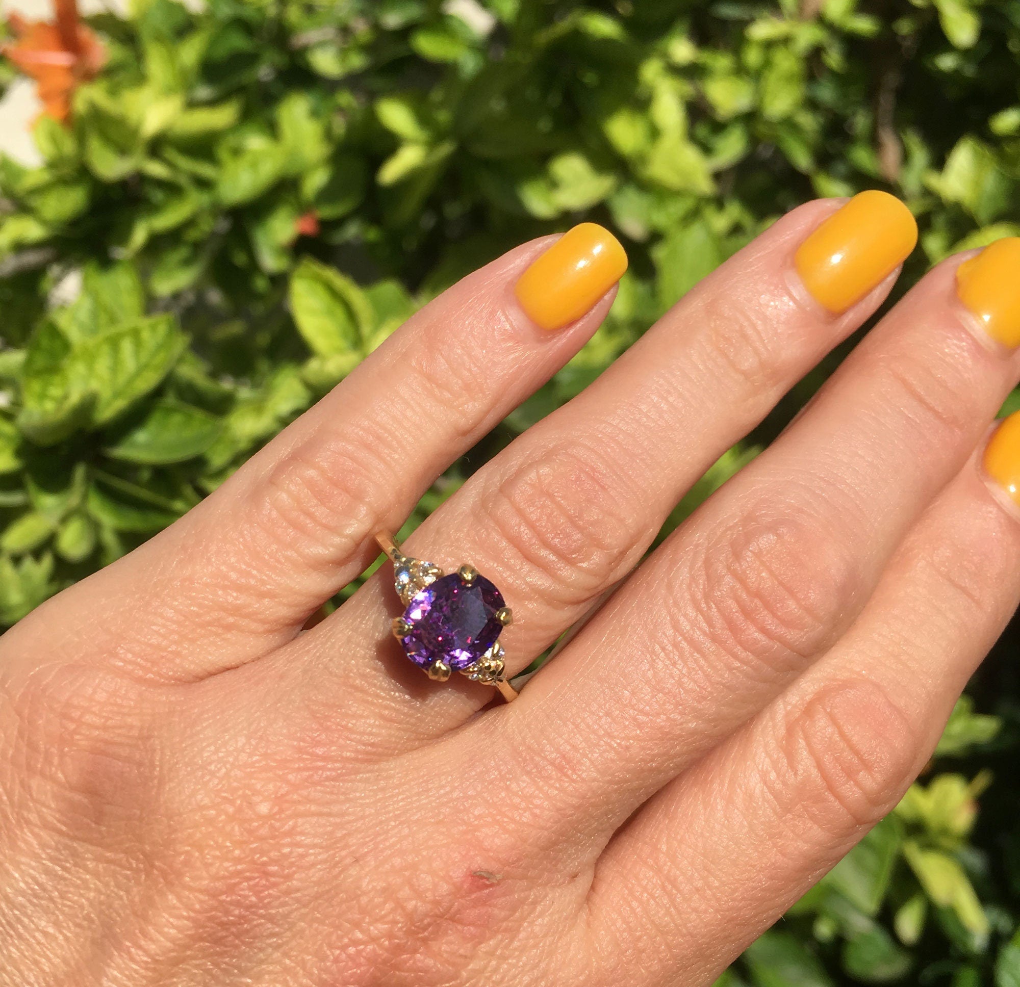 Purple Amethyst Ring - February Birthstone - Statement Ring - Gold Ring - Engagement Ring - Prong Ring - Oval Ring - Cocktail Ring