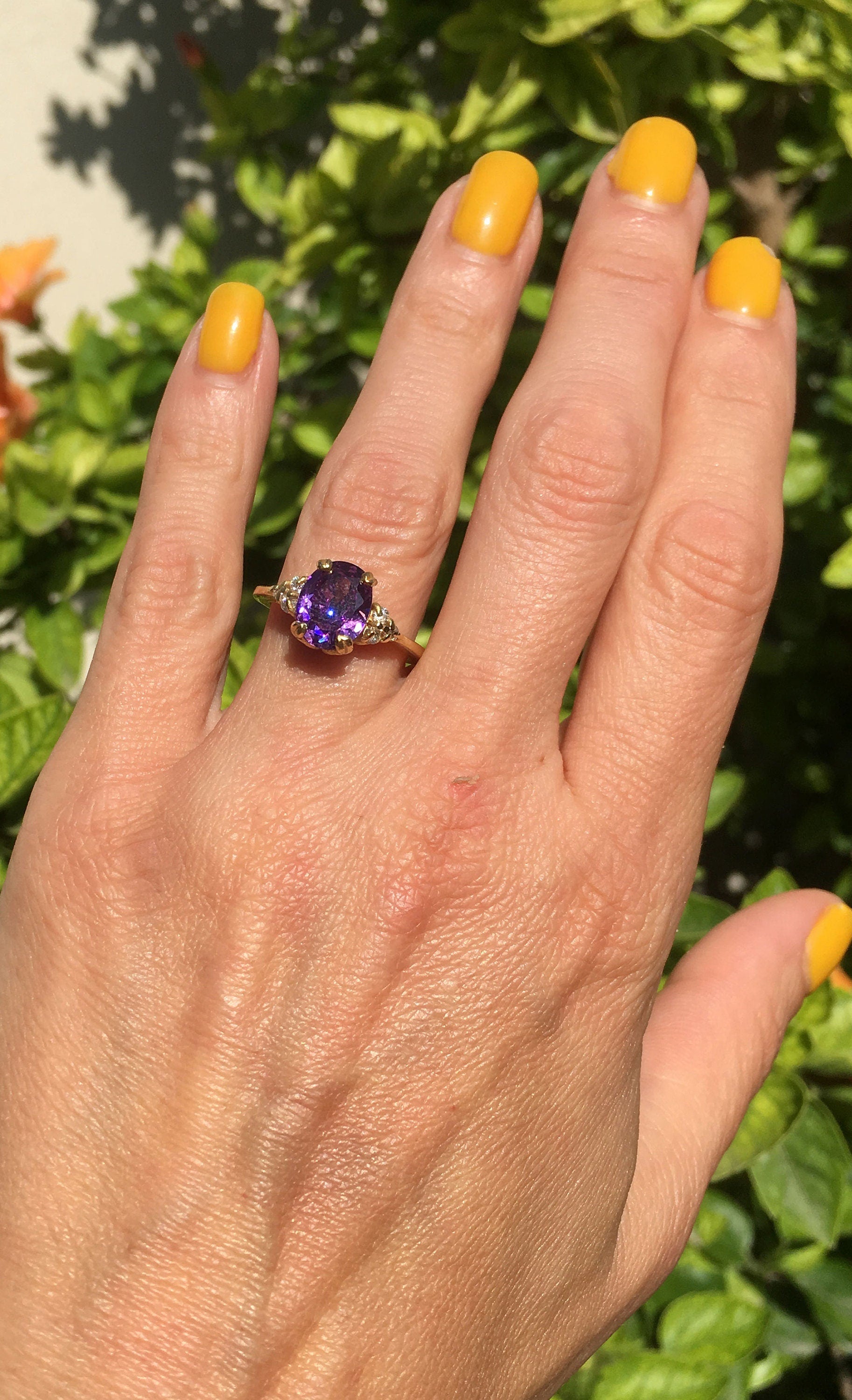 Purple Amethyst Ring - February Birthstone - Statement Ring - Gold Ring - Engagement Ring - Prong Ring - Oval Ring - Cocktail Ring