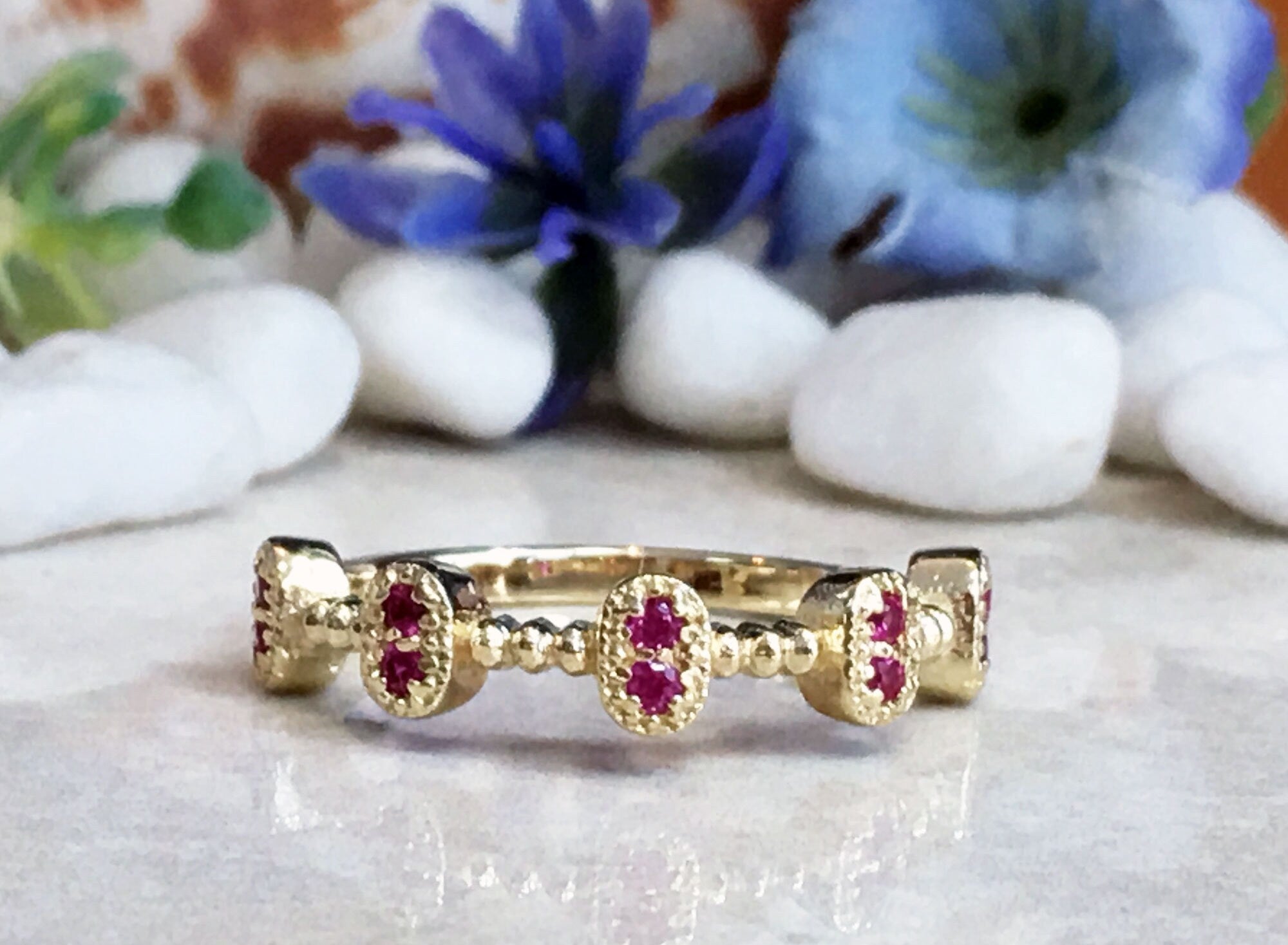 Ruby Ring - July Birthstone - Gold Ring - Stacking Ring - Bezel Ring - Simple Jewelry - Gemstone Ring