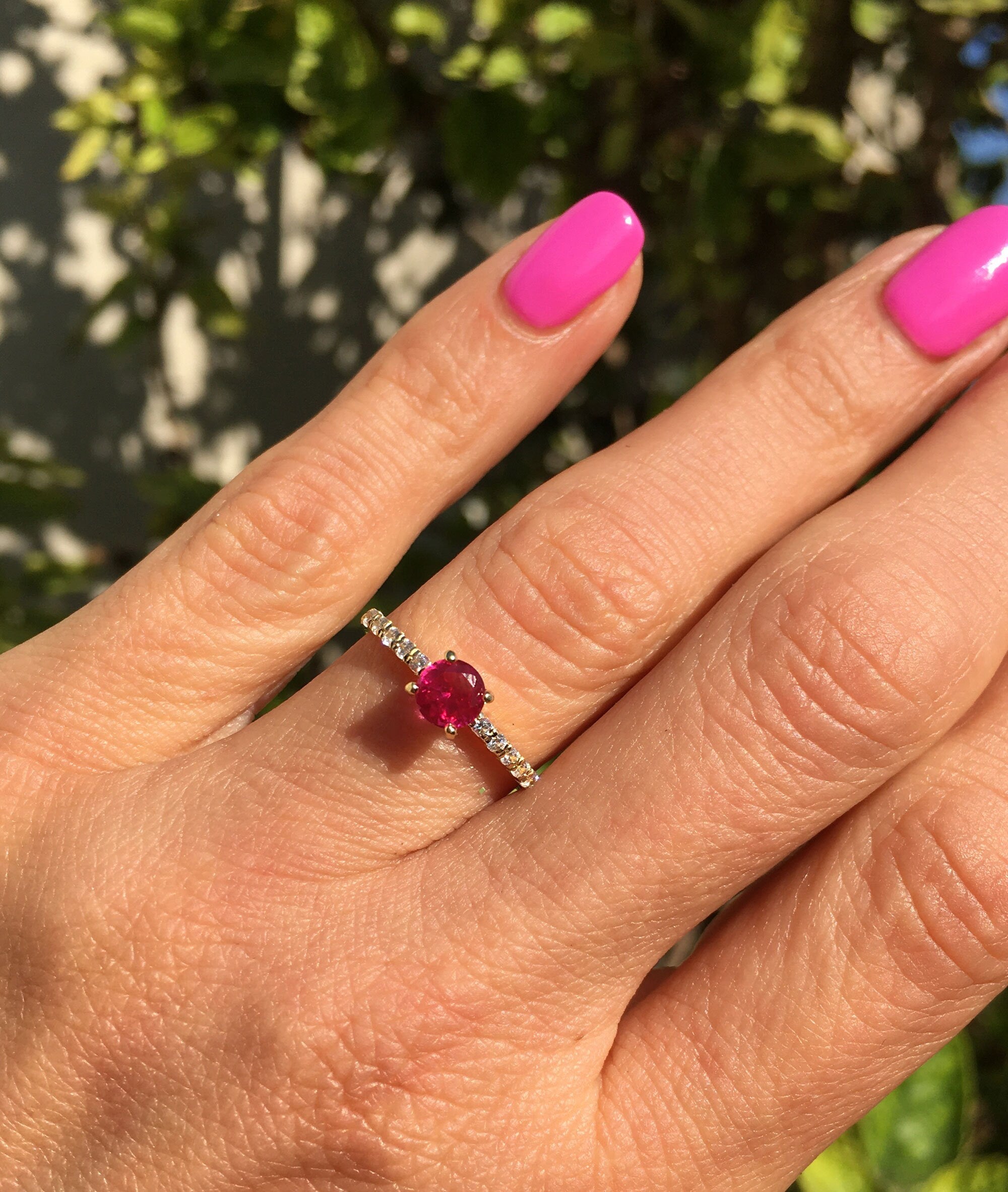 Ruby Ring - Gold Ring - Stacking Ring - July Birthstone - Dainty Ring - Tiny Ring - Delicate Ring - Engagement Ring - Prong Ring