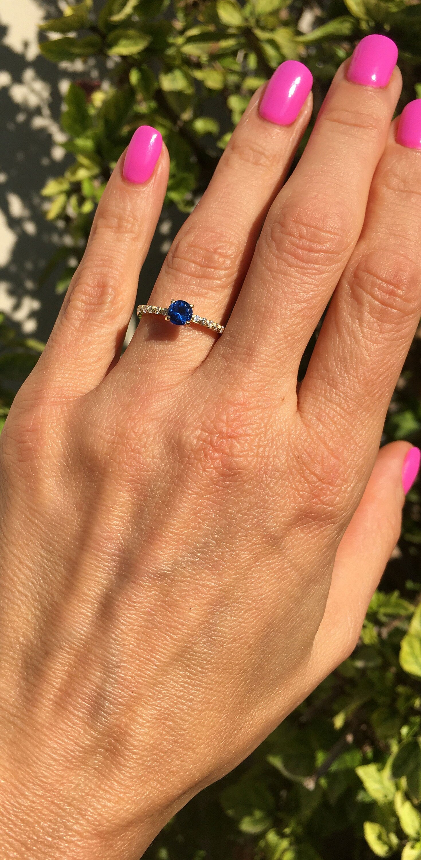 Sapphire Ring - Gold Ring - Stacking Ring - September Birthstone - Dainty Ring - Tiny Ring - Delicate Ring - Engagement Ring - Prong Ring