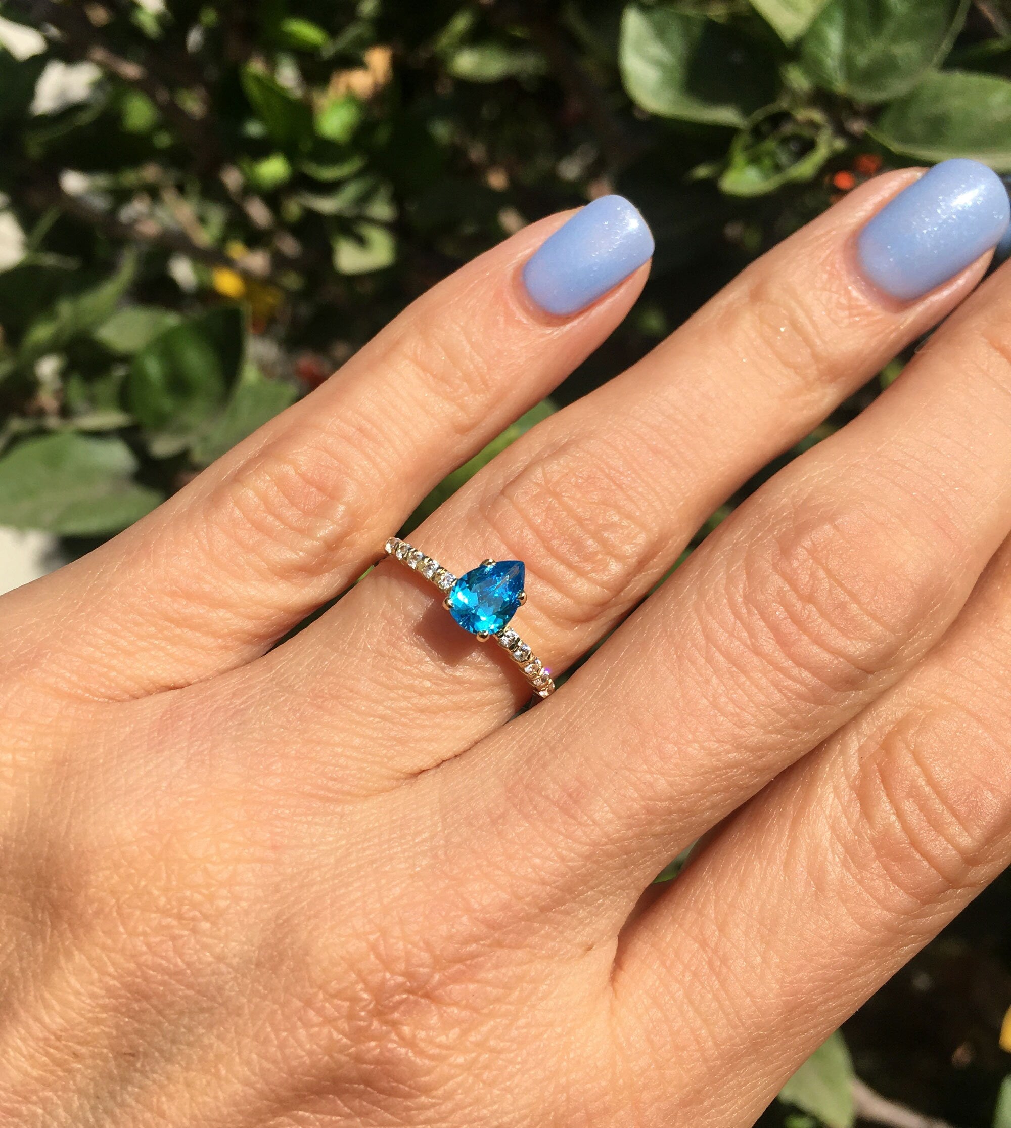 Blue Topaz Ring - Gold Ring - Stack Ring - December Birthstone - Dainty Ring - Tiny Ring - Delicate Ring - Engagement Ring - Prong Ring