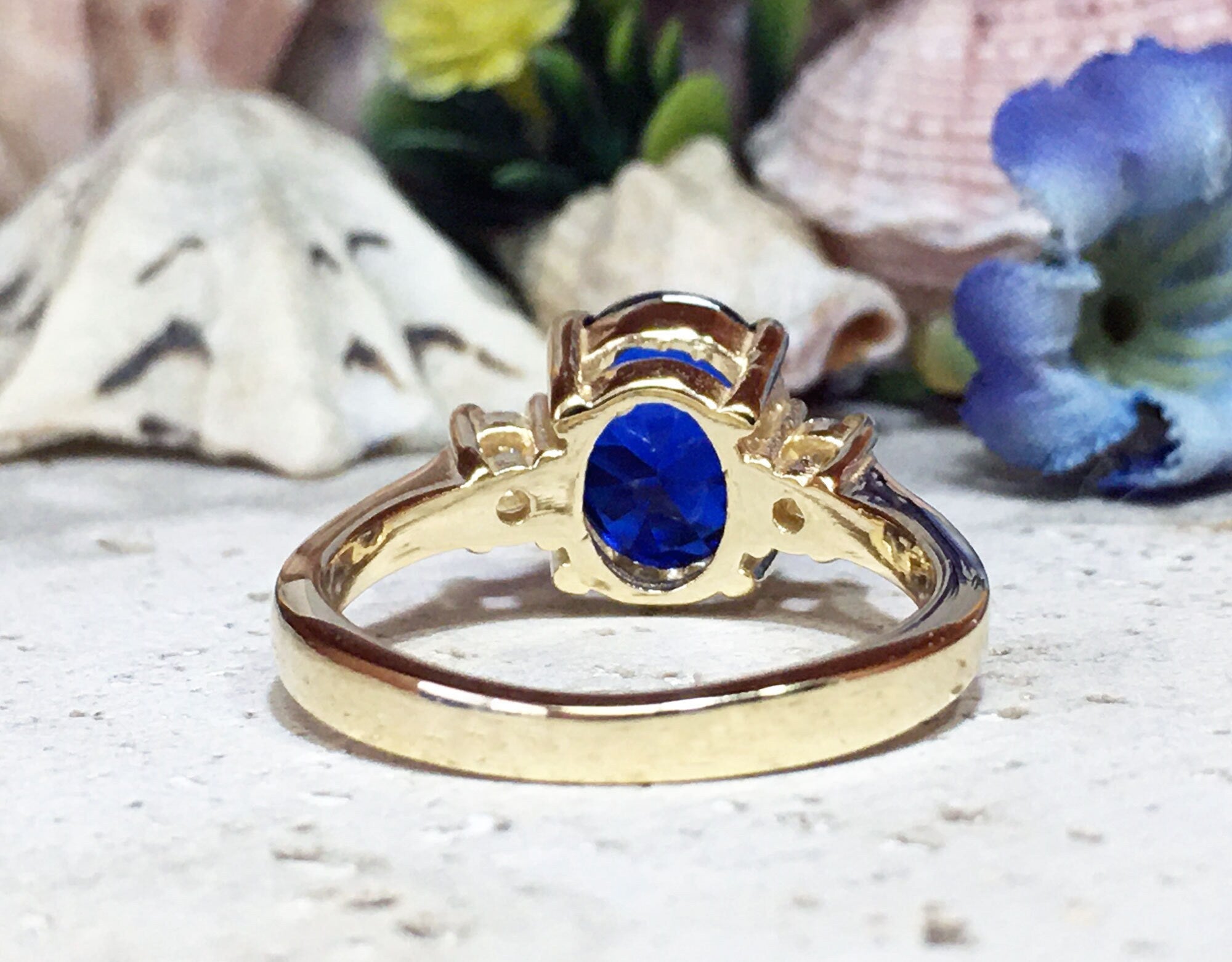 Blue Sapphire Ring - September Birthstone - Statement Ring - Gold Ring - Engagement Ring - Prong Ring - Oval Ring - Cocktail Ring