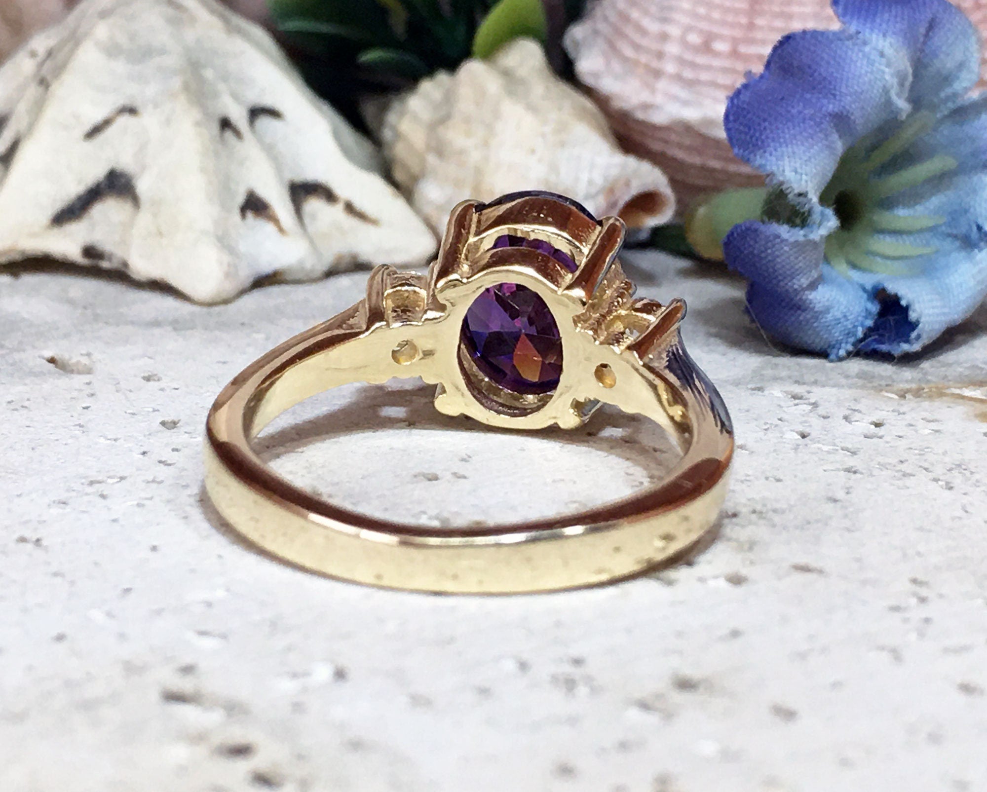 Purple Amethyst Ring - February Birthstone - Statement Ring - Gold Ring - Engagement Ring - Prong Ring - Oval Ring - Cocktail Ring