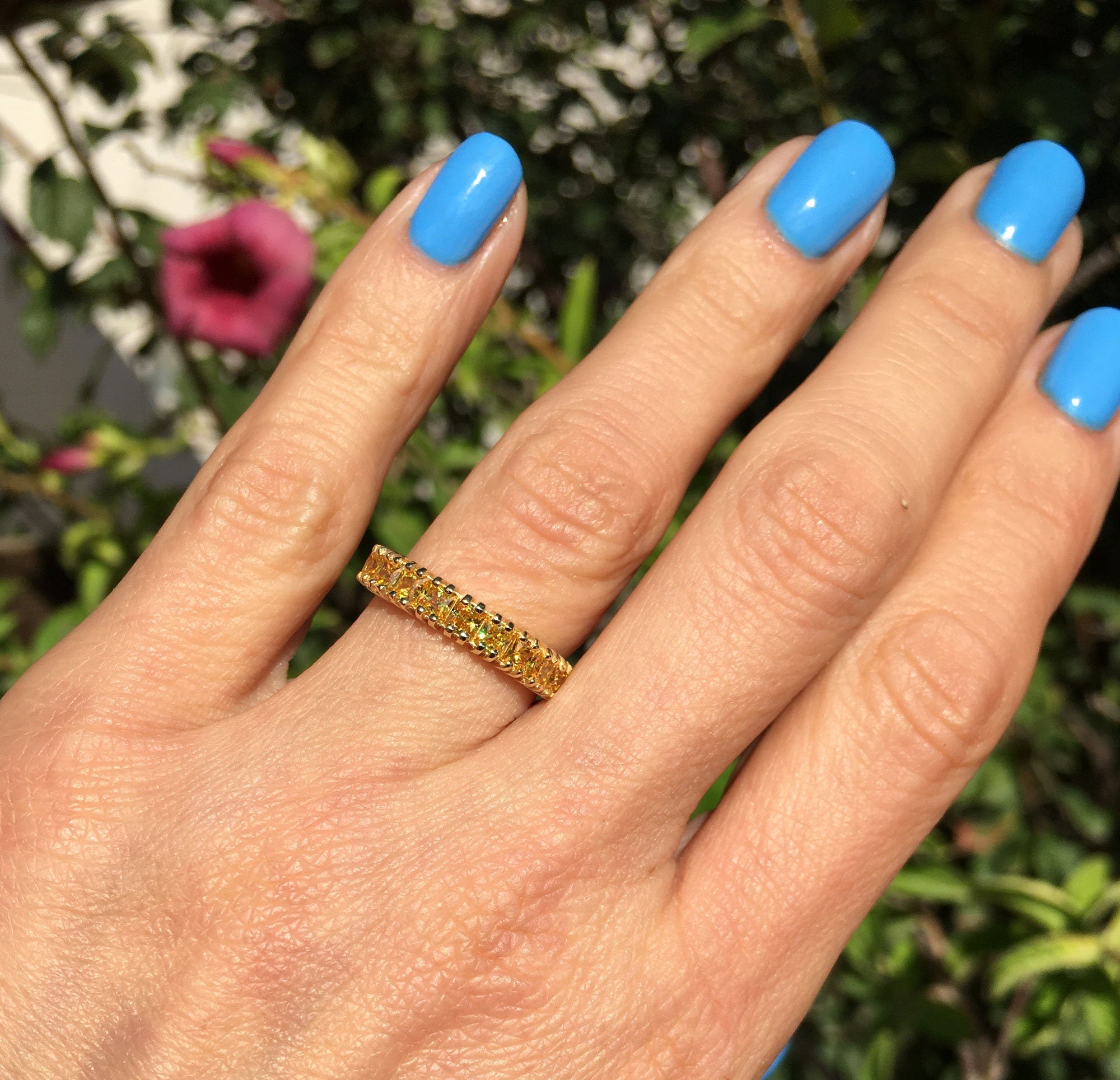 Yellow Citrine Ring - November Birthstone - Stack Ring - Gold Ring - Square Ring - Dainty Ring - Bezel Ring - Simple Ring - Gemstone Band