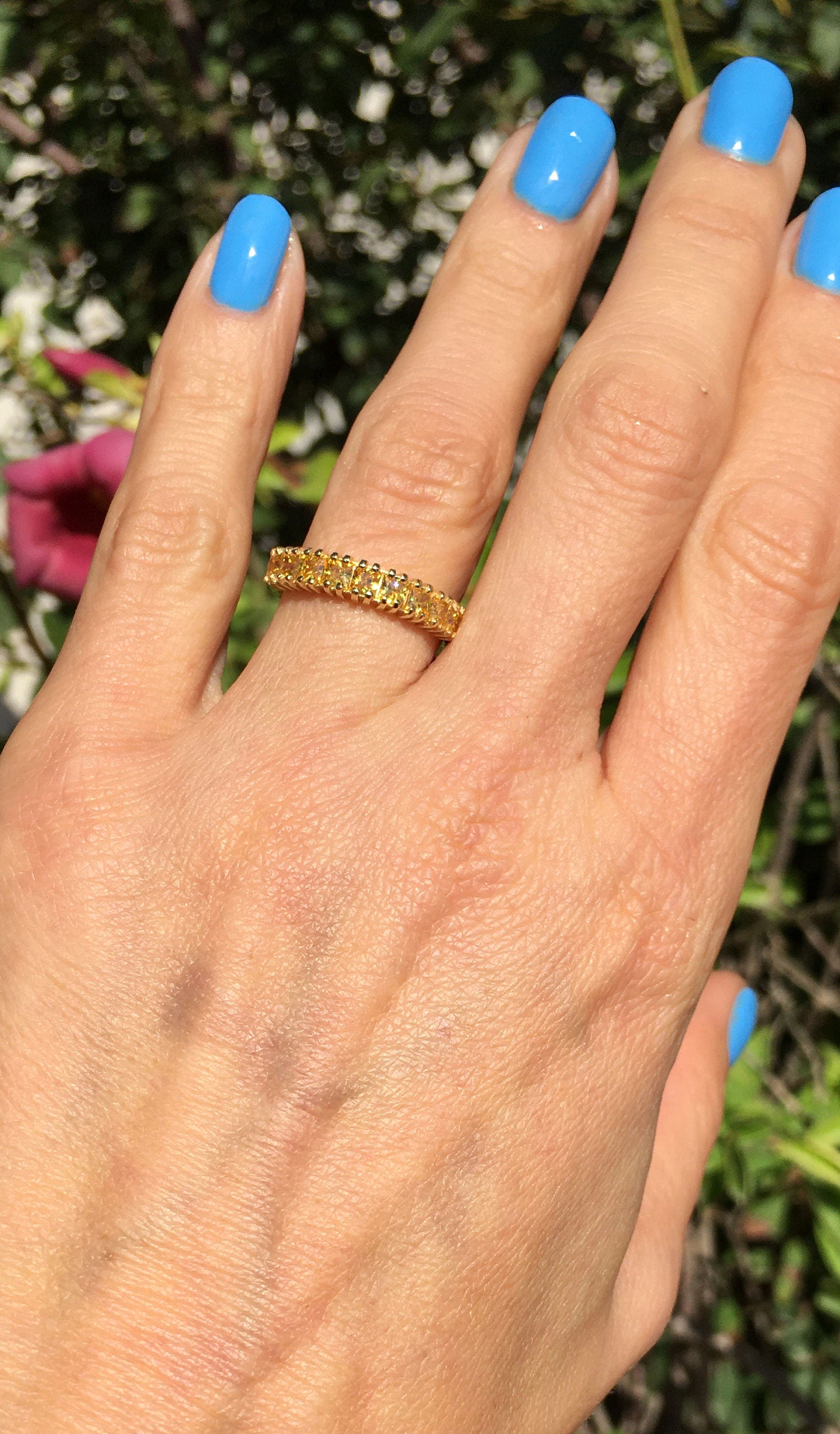 Yellow Citrine Ring - November Birthstone - Stack Ring - Gold Ring - Square Ring - Dainty Ring - Bezel Ring - Simple Ring - Gemstone Band