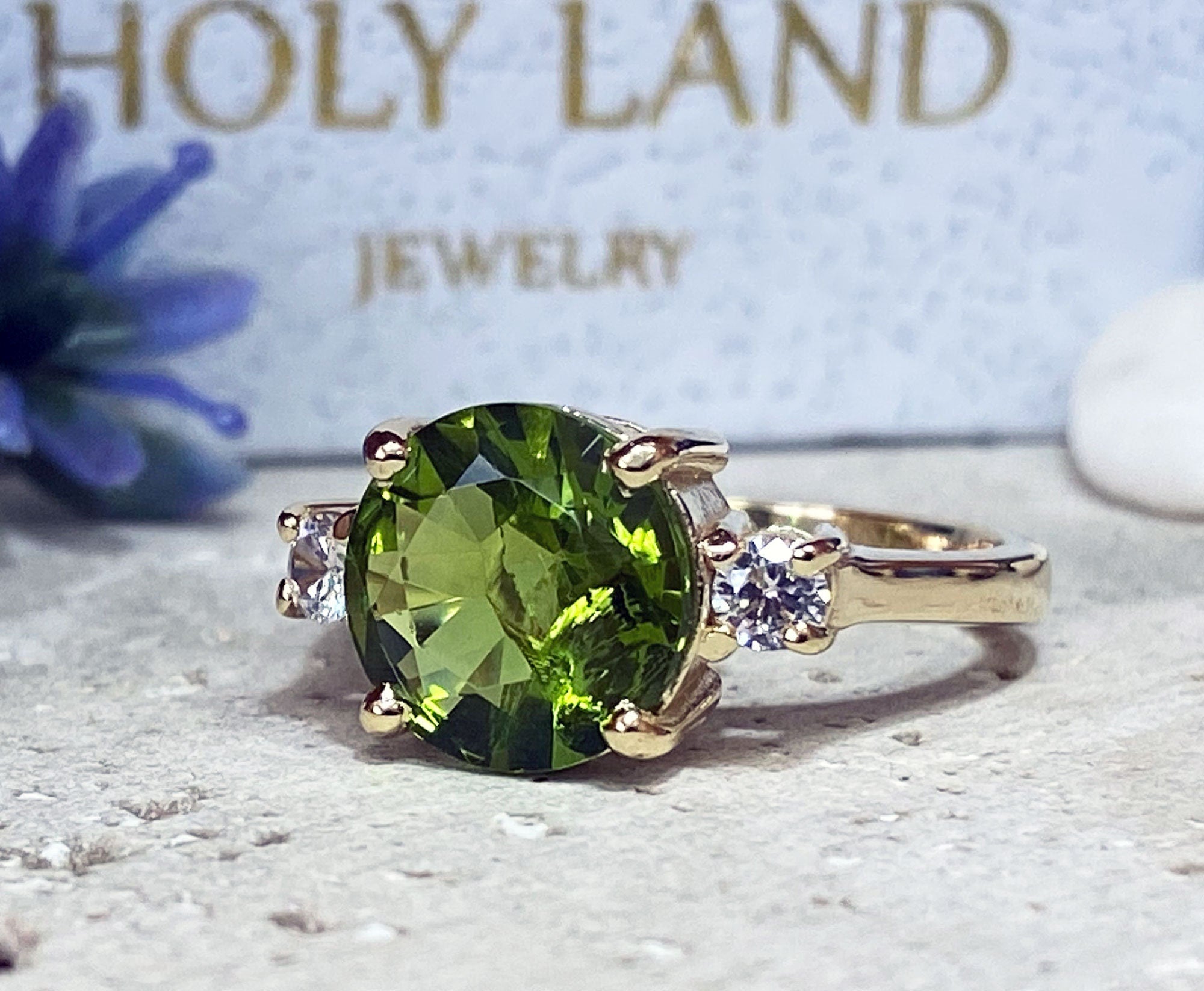 Peridot Ring - August Birthstone - Statement Ring - Gold Ring - Engagement Ring - Round Ring - Cocktail Ring - Prong Ring - Gemstone Ring