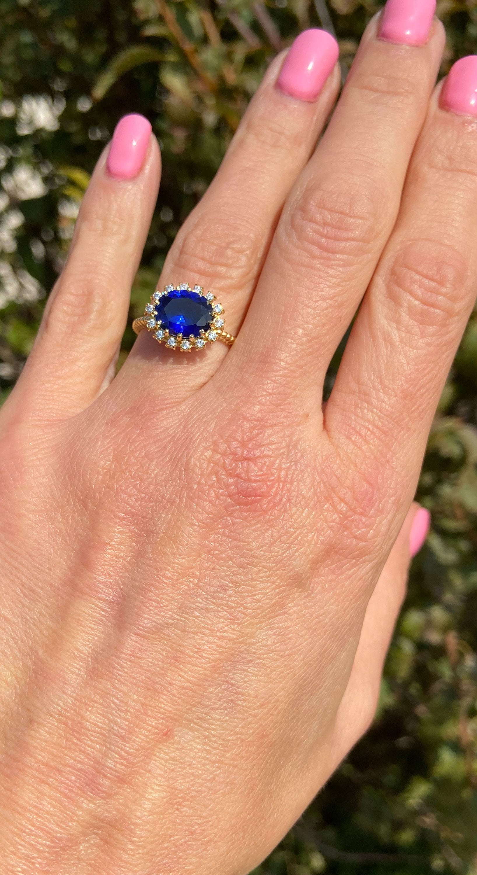 Blue Sapphire Ring - September Birthstone - Statement Ring - Gold Ring - Engagement Ring - Prong Ring - Oval Ring - Cocktail Ring