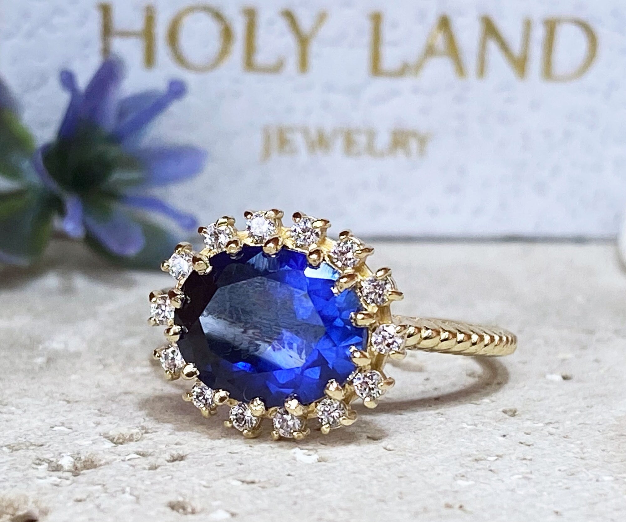 Blue Sapphire Ring - September Birthstone - Statement Ring - Gold Ring - Engagement Ring - Prong Ring - Oval Ring - Cocktail Ring