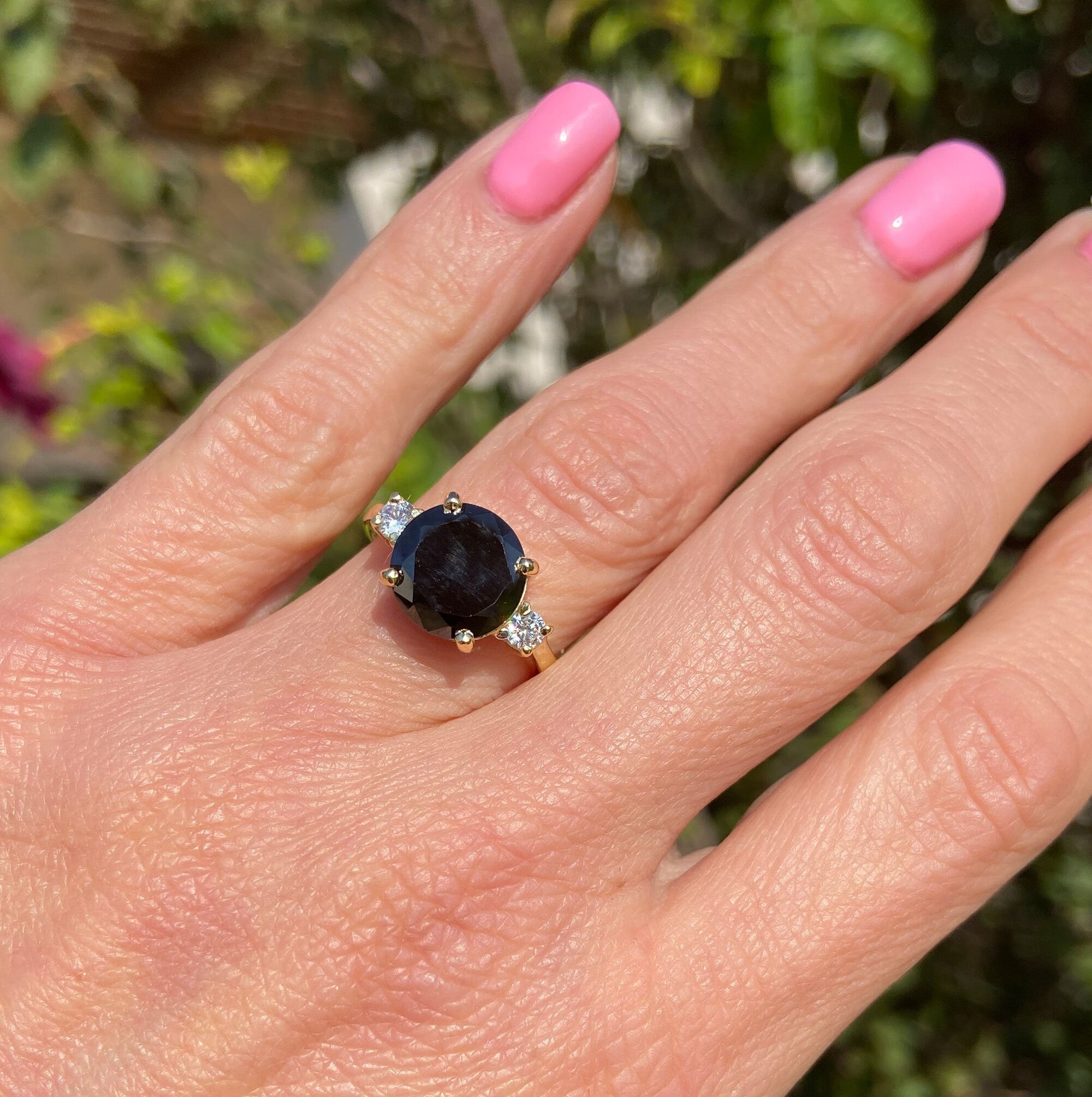 Black Onyx Ring - December Birthstone - Statement Ring - Gold Ring - Engagement Ring - Round Ring - Cocktail Ring - Prong Ring - Party Ring