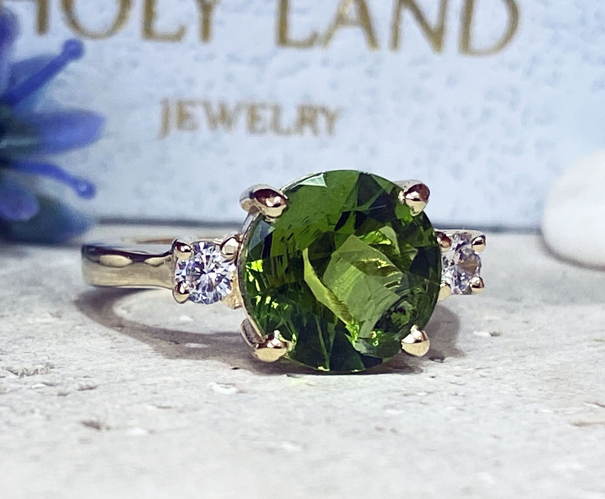 Peridot Ring - August Birthstone - Statement Ring - Gold Ring - Engagement Ring - Round Ring - Cocktail Ring - Prong Ring - Gemstone Ring