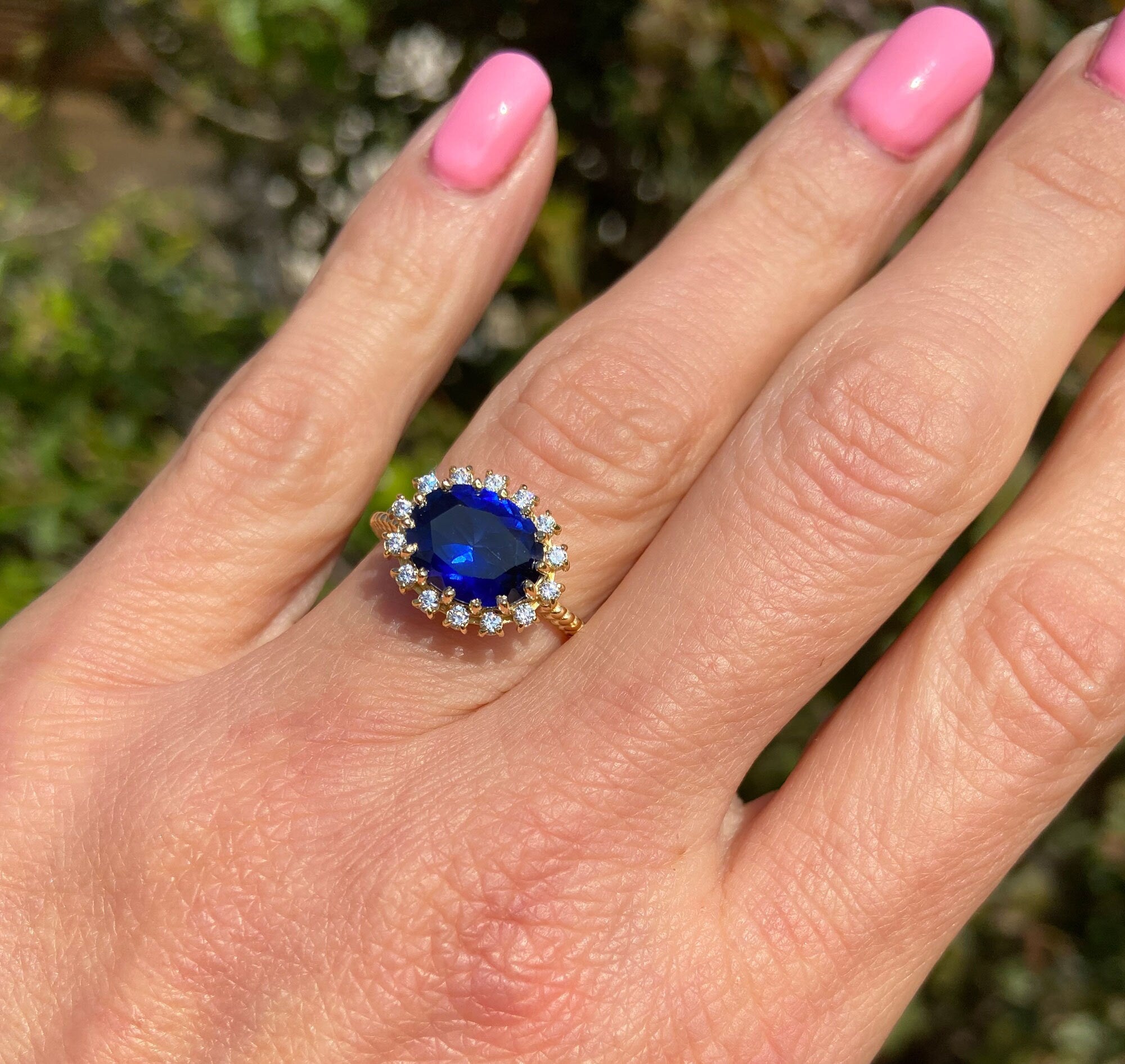 Blue Sapphire Ring - September Birthstone - Statement Ring - Gold Ring - Engagement Ring - Prong Ring - Oval Ring - Cocktail Ring