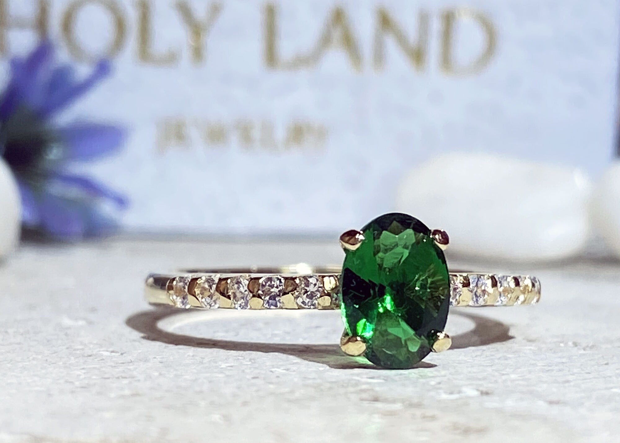 Emerald Ring - Gold Ring - Stacking Ring - May Birthstone - Dainty Ring - Tiny Ring - Delicate Ring - Engagement Ring - Prong Ring