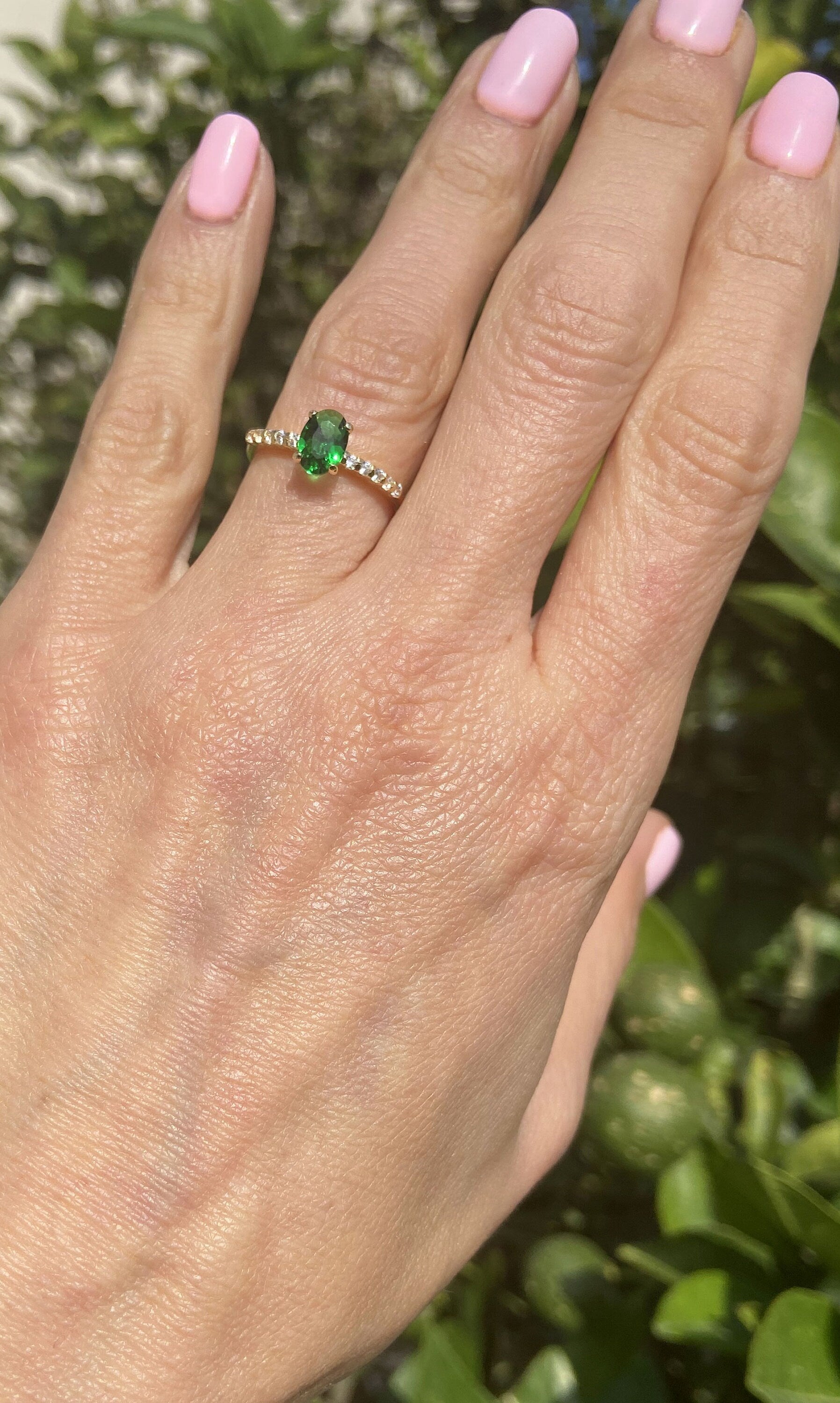 Emerald Ring - Gold Ring - Stacking Ring - May Birthstone - Dainty Ring - Tiny Ring - Delicate Ring - Engagement Ring - Prong Ring