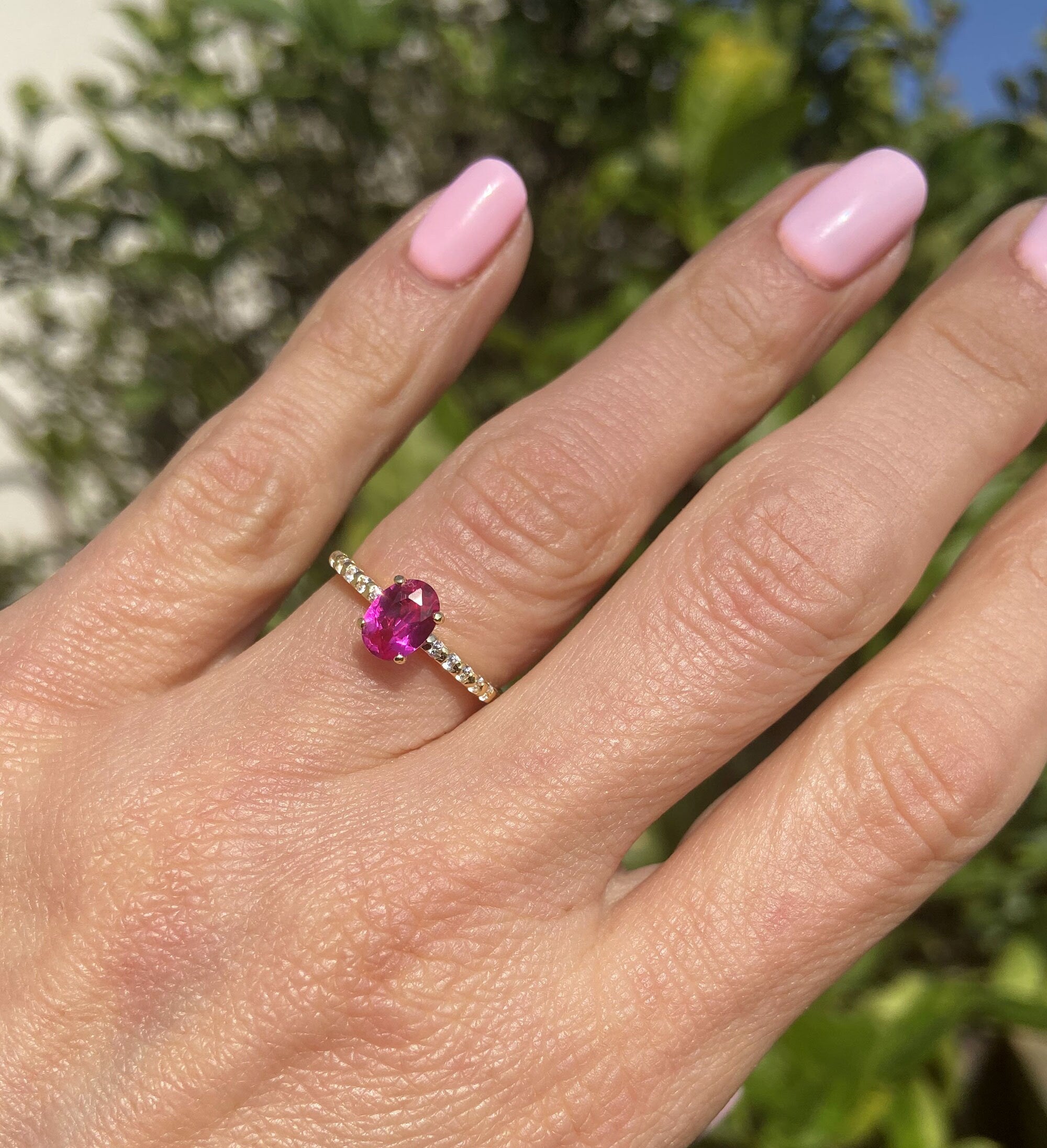 Ruby Ring - Gold Ring - Stacking Ring - July Birthstone - Dainty Ring - Tiny Ring - Delicate Ring - Engagement Ring - Prong Ring