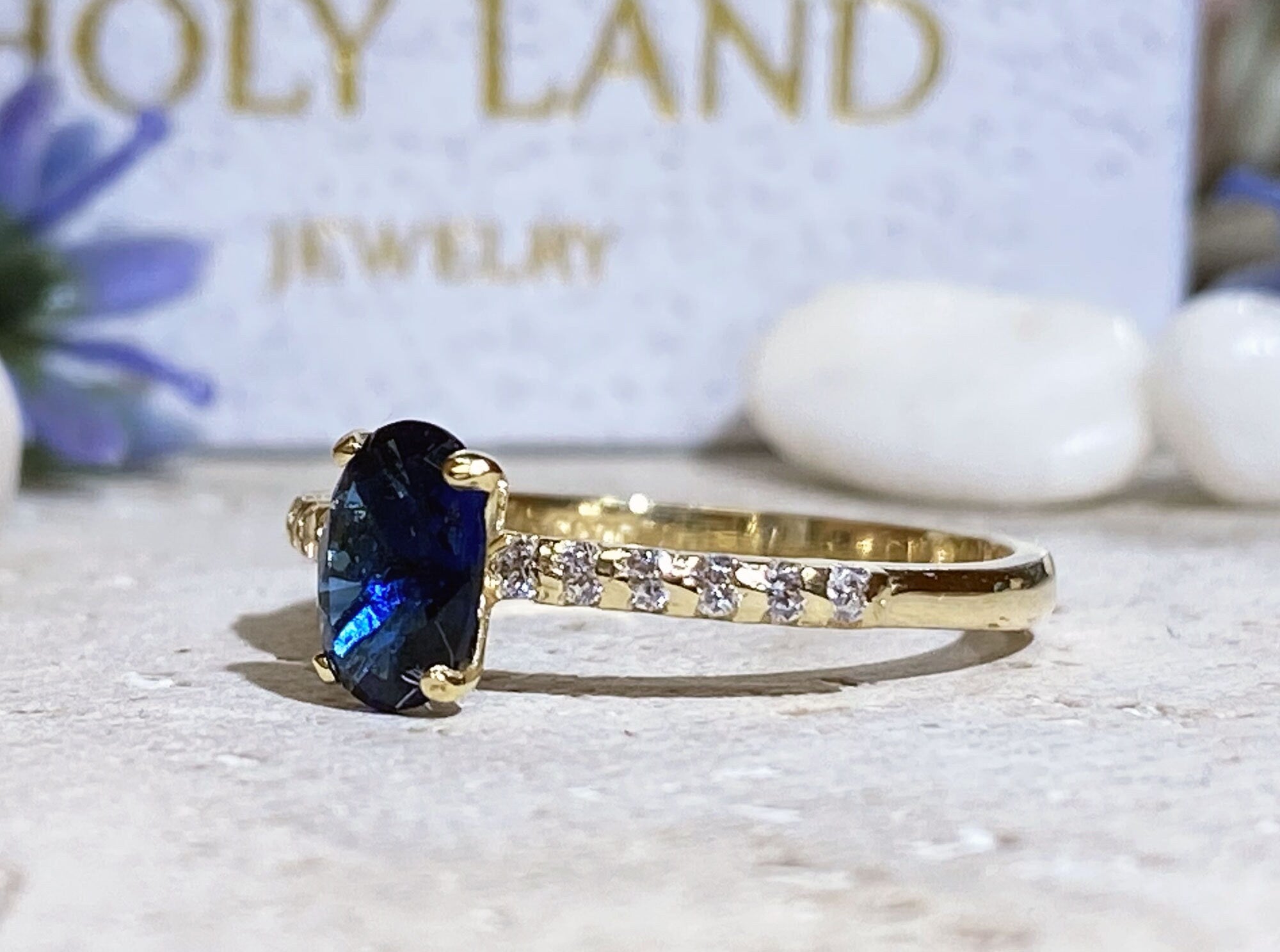 Sapphire Ring - Gold Ring - Stacking Ring - September Birthstone - Dainty Ring - Tiny Ring - Delicate Ring - Engagement Ring - Prong Ring