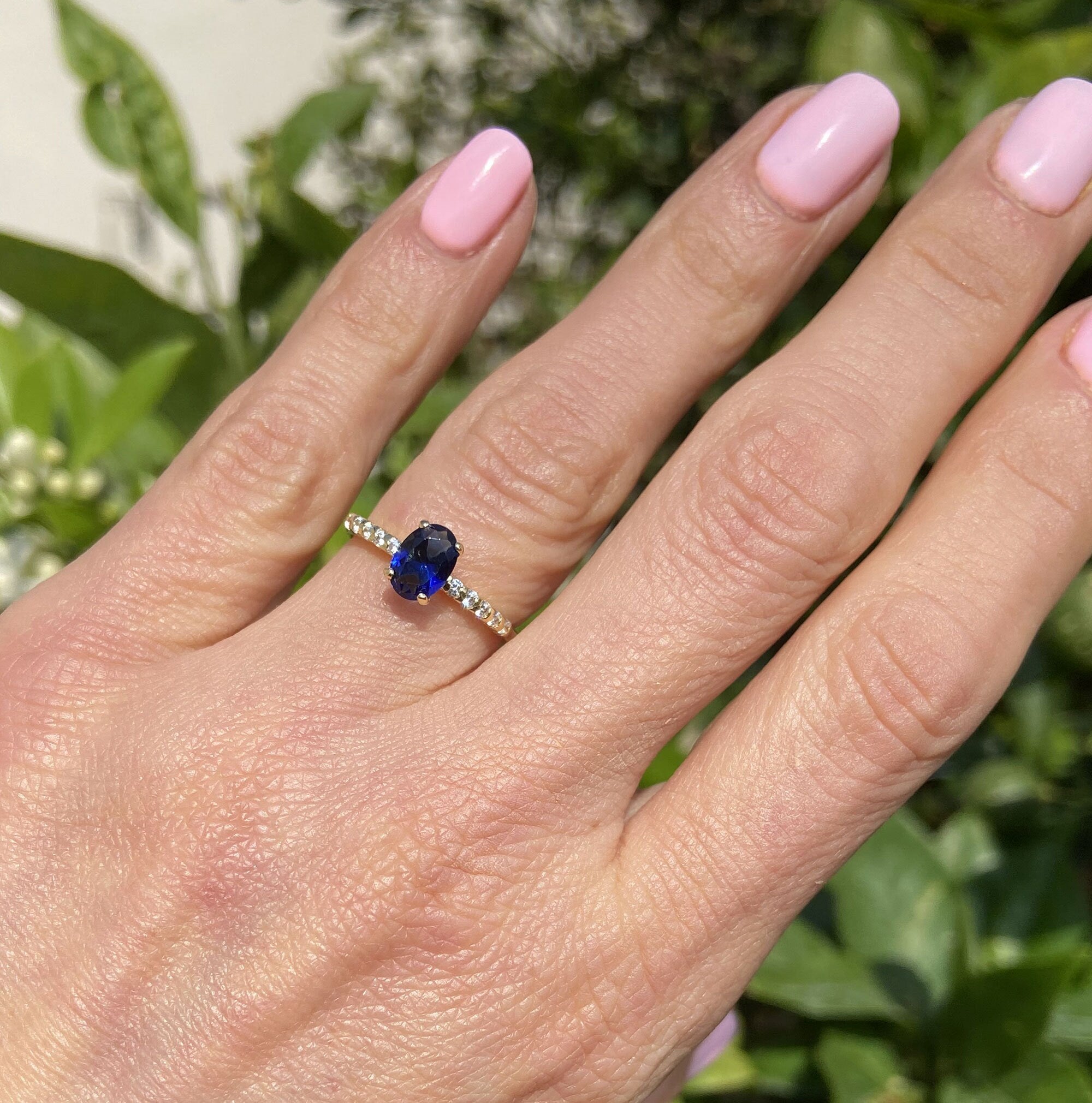 Sapphire Ring - Gold Ring - Stacking Ring - September Birthstone - Dainty Ring - Tiny Ring - Delicate Ring - Engagement Ring - Prong Ring