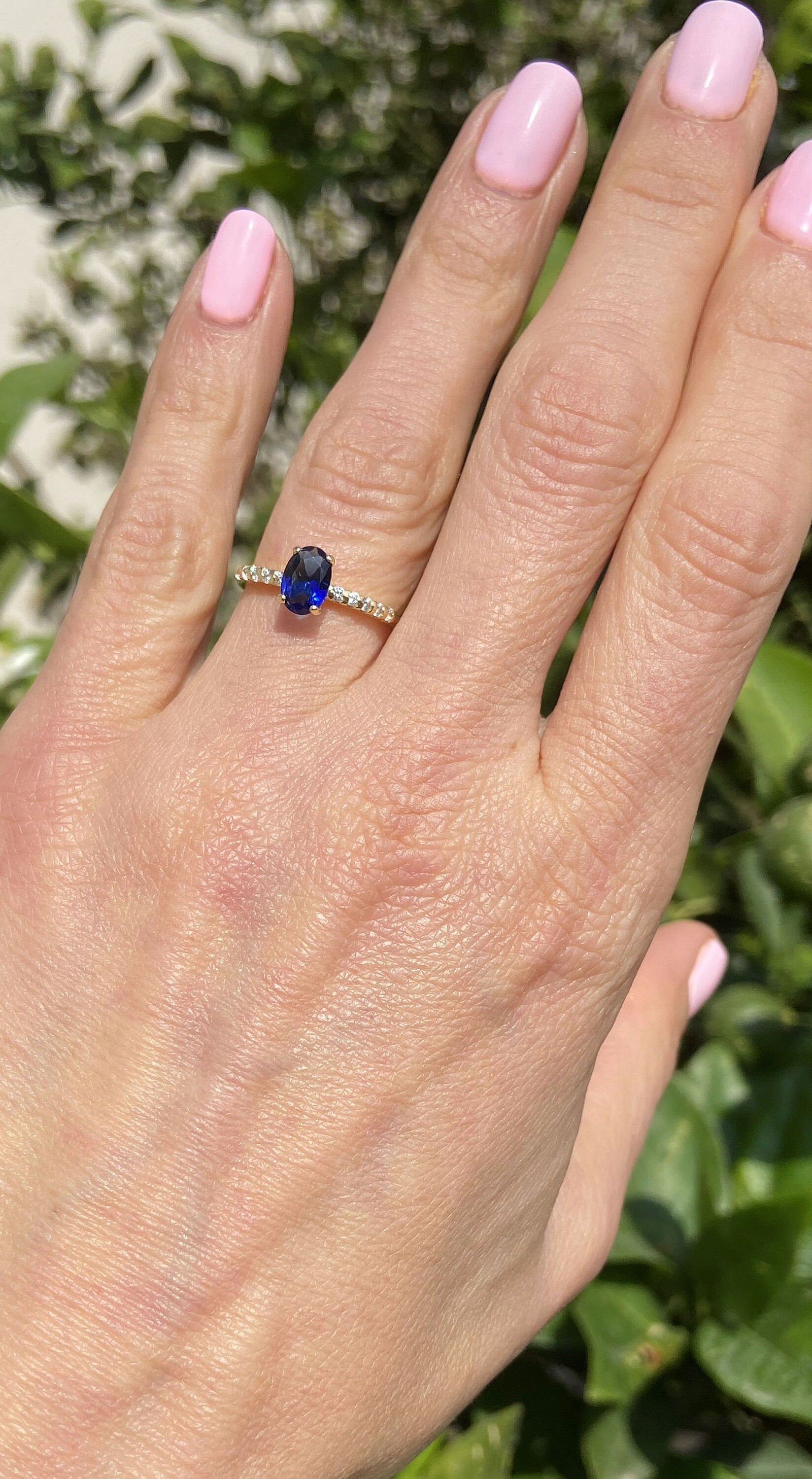 Sapphire Ring - Gold Ring - Stacking Ring - September Birthstone - Dainty Ring - Tiny Ring - Delicate Ring - Engagement Ring - Prong Ring