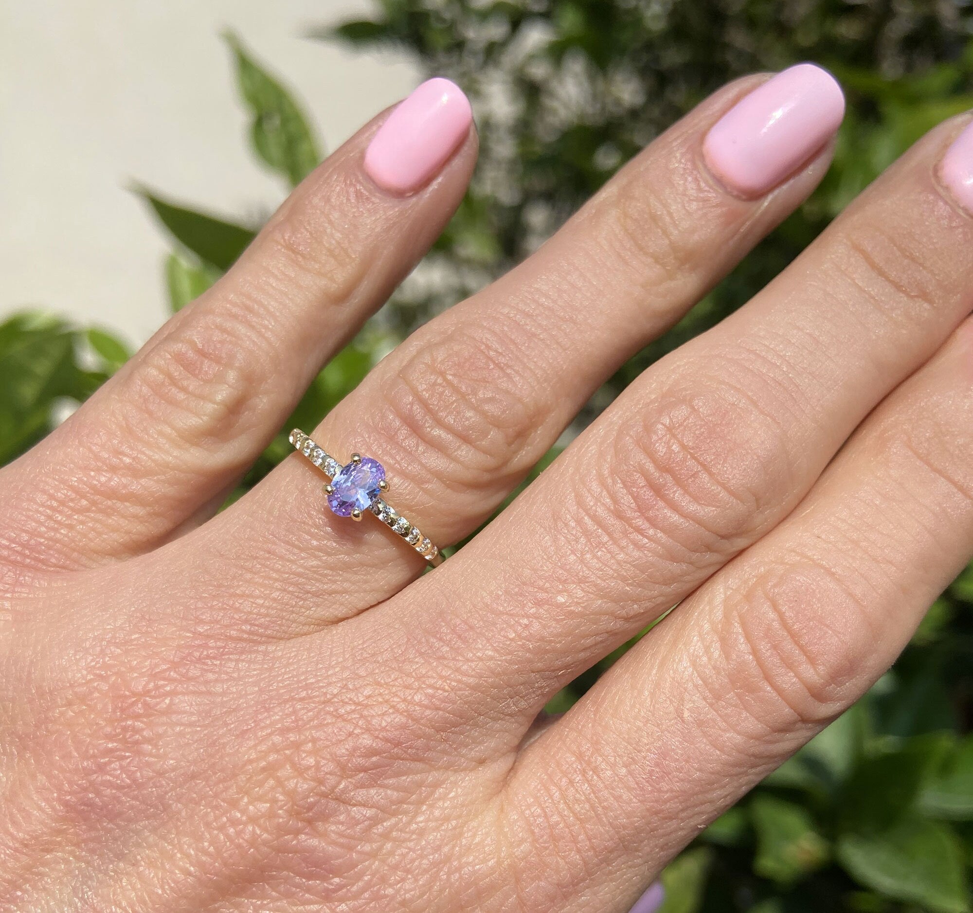 Lavender Amethyst Ring - Gold Ring - Stacking Ring - Dainty Ring - Tiny Ring - Delicate Ring - Engagement Ring - Prong Ring - Slim Ring