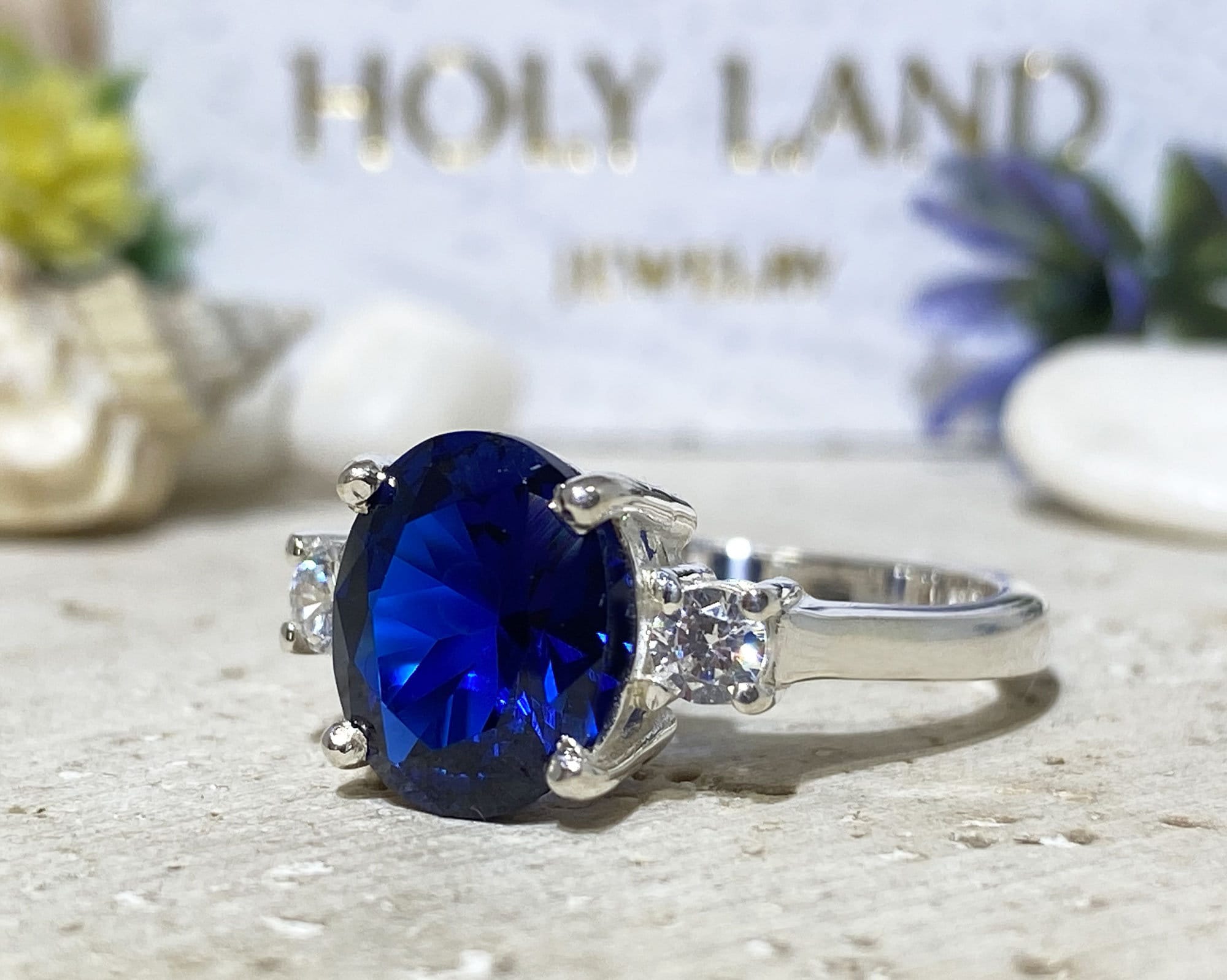 Blue Sapphire Ring - September Birthstone - Statement Ring - Gold Ring - Engagement Ring - Prong Ring - Oval Ring - Cocktail Ring