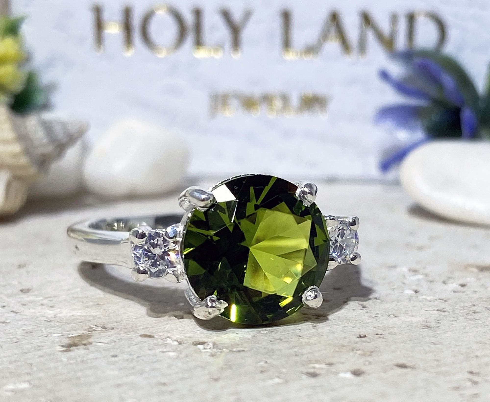 Peridot Ring - August Birthstone - Statement Ring - Gold Ring - Engagement Ring - Round Ring - Cocktail Ring - Prong Ring - Gemstone Ring