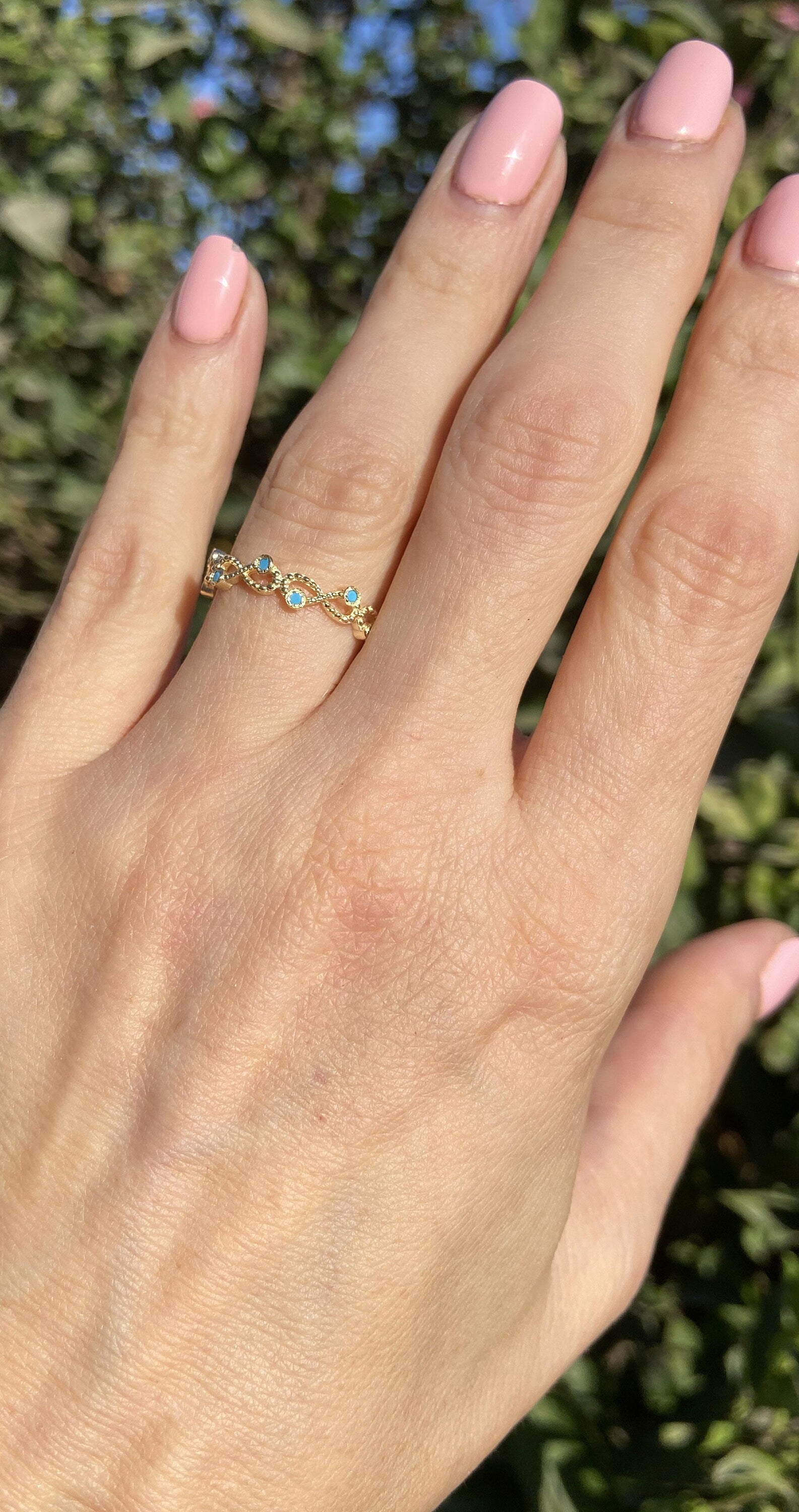 Turquoise Ring - December Birthstone - Gold Ring - Bezel Ring - Turquoise Jewelry - Infinity Ring