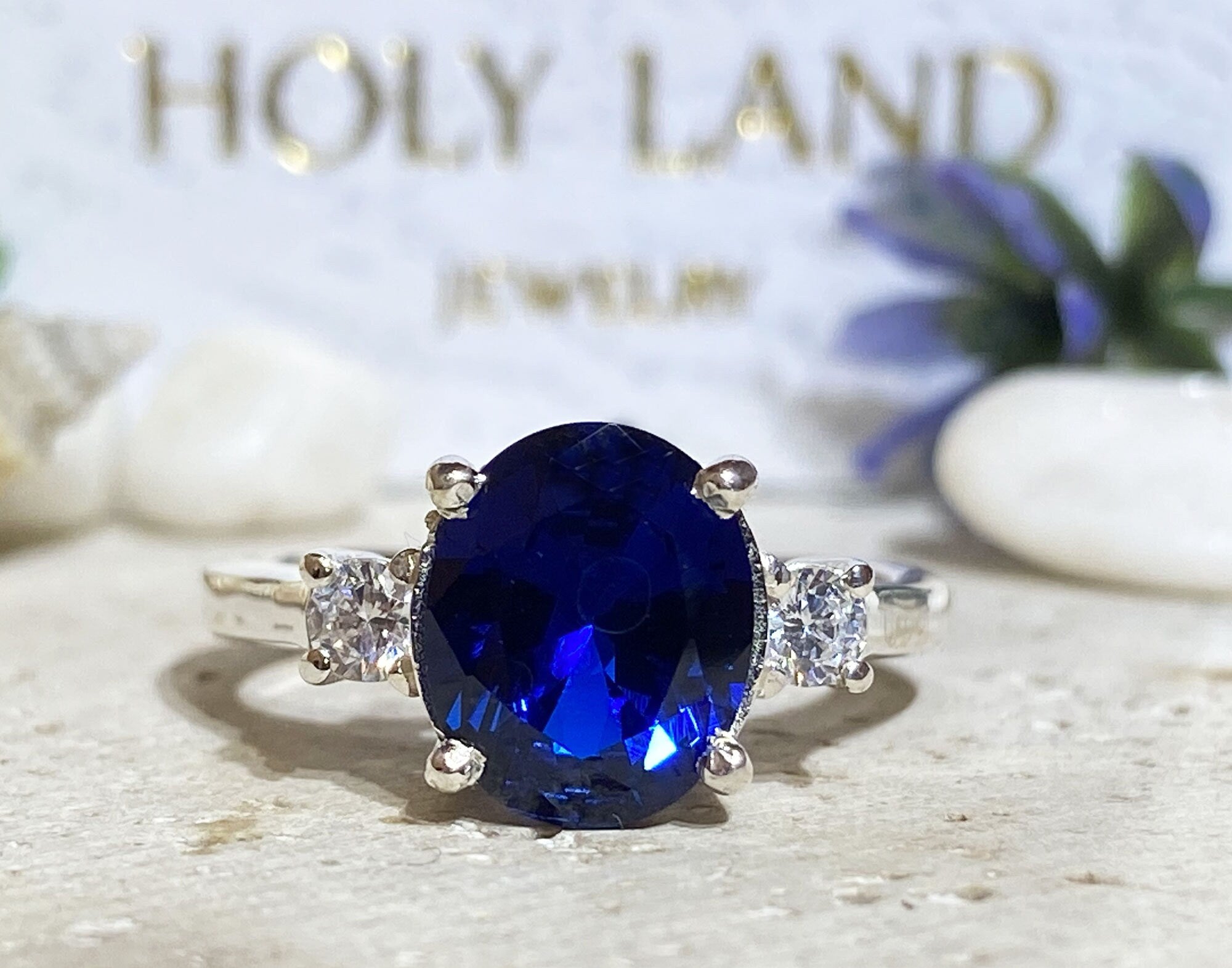 Blue Sapphire Ring - September Birthstone - Statement Ring - Gold Ring - Engagement Ring - Prong Ring - Oval Ring - Cocktail Ring