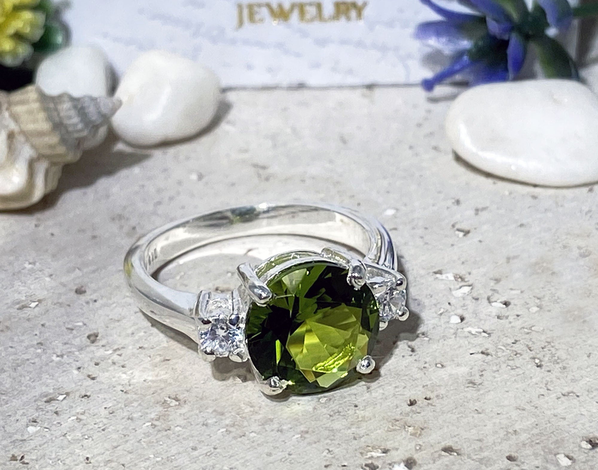 Peridot Ring - August Birthstone - Statement Ring - Gold Ring - Engagement Ring - Round Ring - Cocktail Ring - Prong Ring - Gemstone Ring