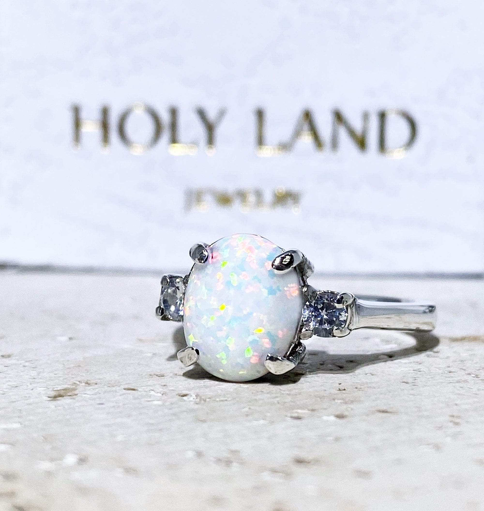 White Opal Ring - Gold Ring - Engagement Ring - Prong Ring - Oval Ring - Cocktail Ring - Gemstone Ring - Opal Jewelry - Statement Ring